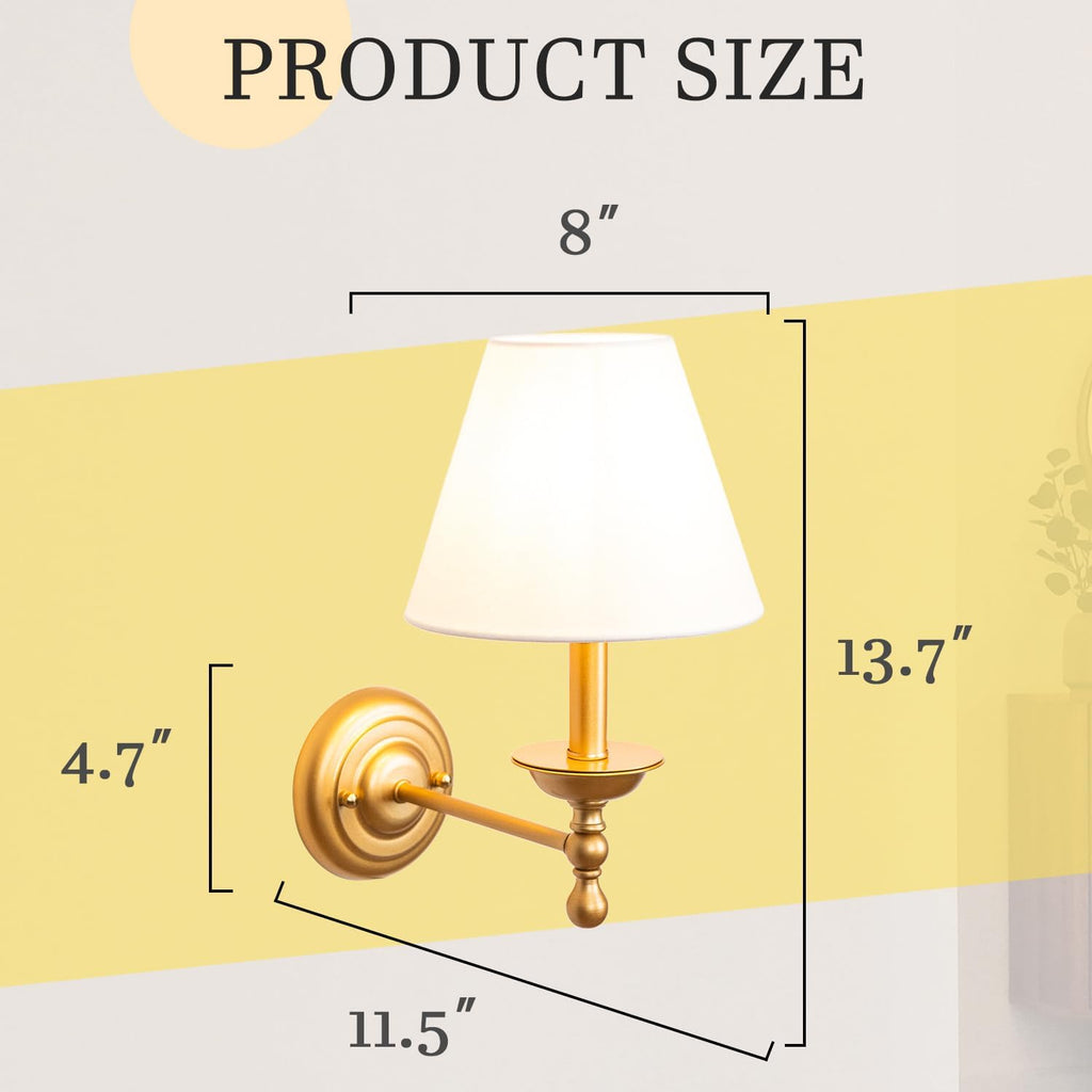 Adust Battery Operated Wall Sconce Set of Two Remote Control Dimmable Rechargeable LED Light Bulb, 3 Color Temps LED, for Bedroom Living Room
