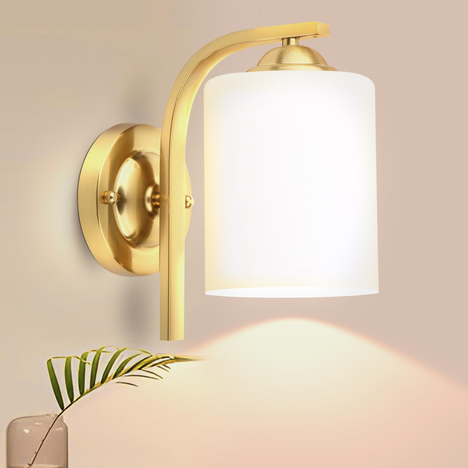 CANMEIJIA Wall Sconce 1 Light, Modern Wall Light Fixture, Bathroom Vanity Lights with Matte Black Wall Lamp for Bedroom Kitchen Hallway Porch, Milky White Glass Shades, E26 Socket, Bulbs Not Included
