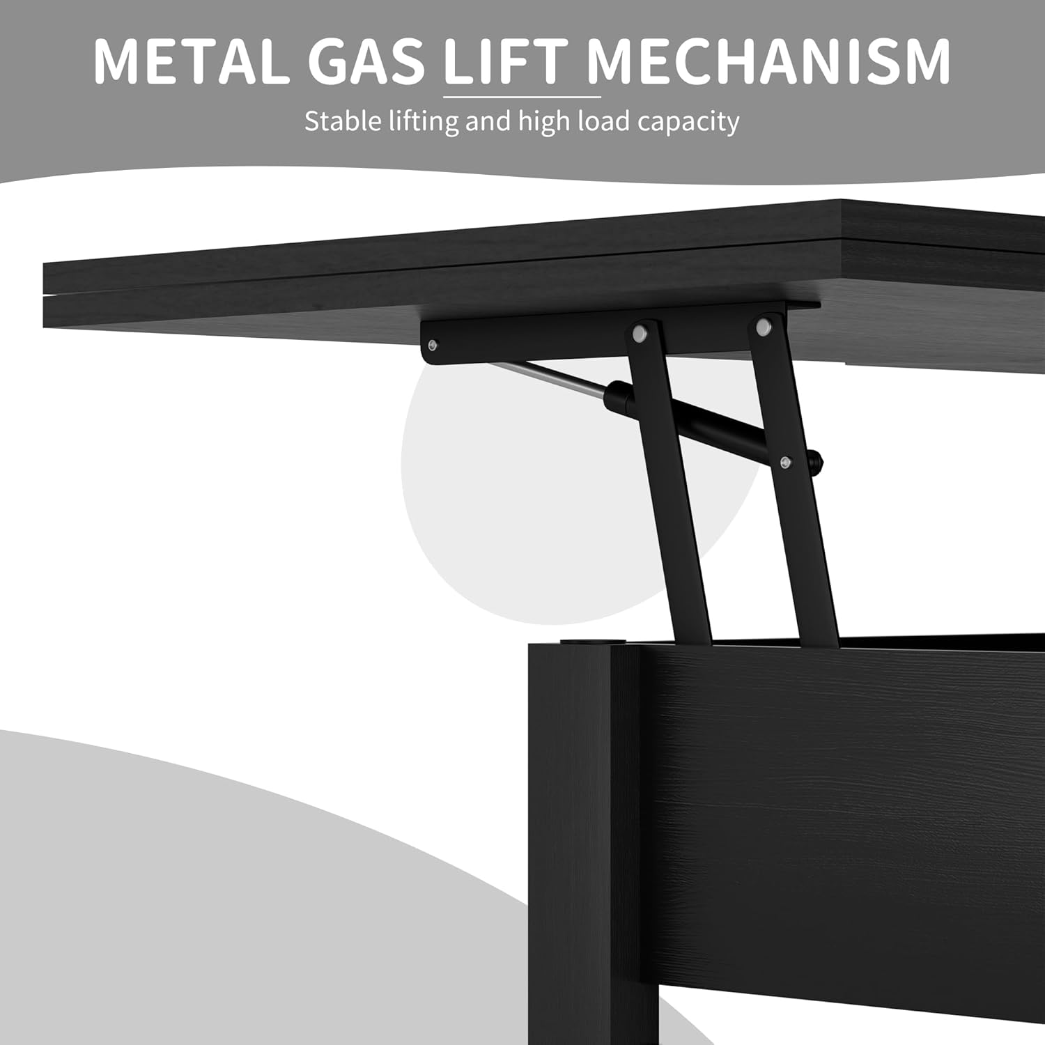 Lift Top Coffee Table with Storage, Convertible Coffee Table Converts to Dining Table, Farmhouse Coffee Tables with Lifting Top, Center Table for Living Room with Drawer and Hidden Compartment, Black