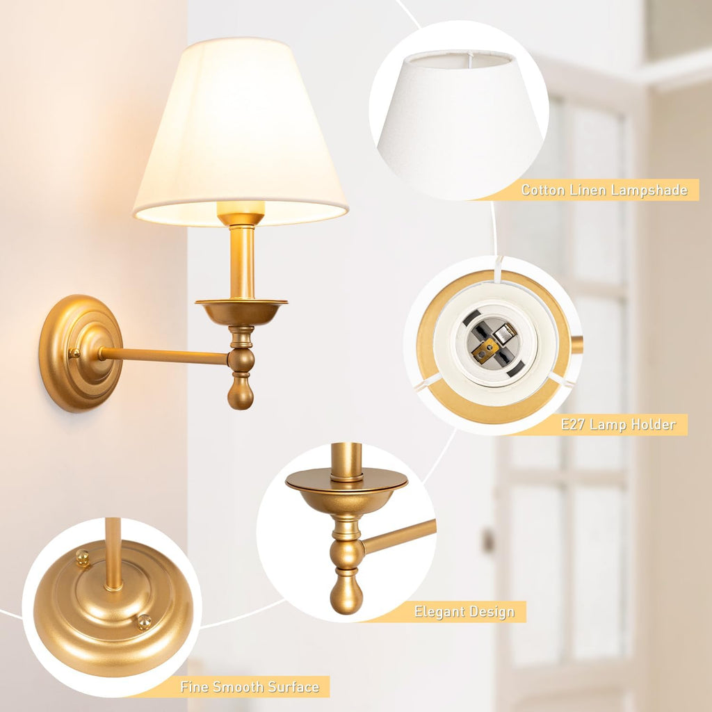 Adust Battery Operated Wall Sconce Set of Two Remote Control Dimmable Rechargeable LED Light Bulb, 3 Color Temps LED, for Bedroom Living Room