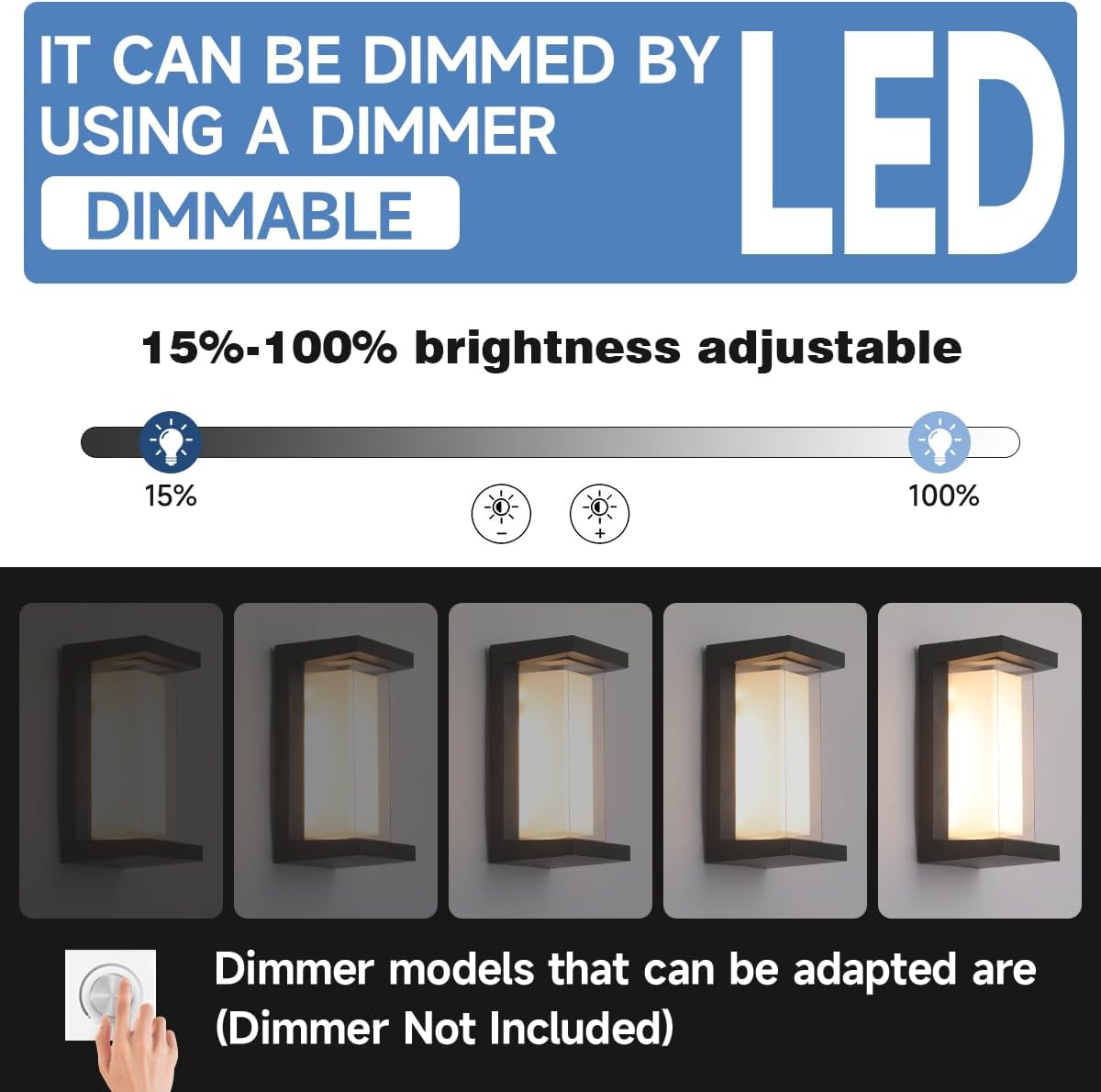 24W Modern Outdoor Wall Sconce Light 3 Color 3000K/4000K/6500K Matte Black Outdoor Wall Lights Exterior Porch Lights Indoor Wall Sconce(10.2inch-1 Pack)