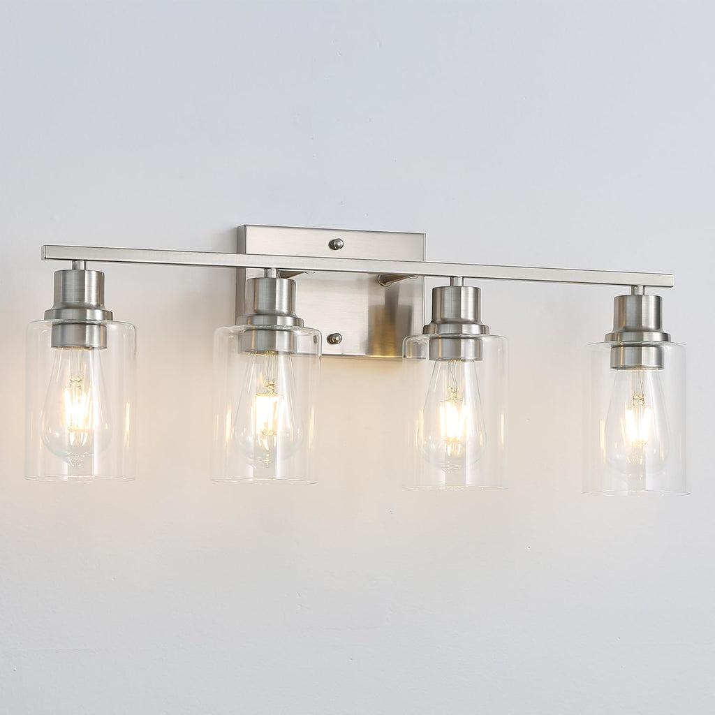 Hallway Wall Sconces Set of 2,Farmhouse Modern Wall Lights Bathroom Matte Black Vanity Lights fixtures with Glass Shade, Hallway Wall Lights for Bedroom,Living Room