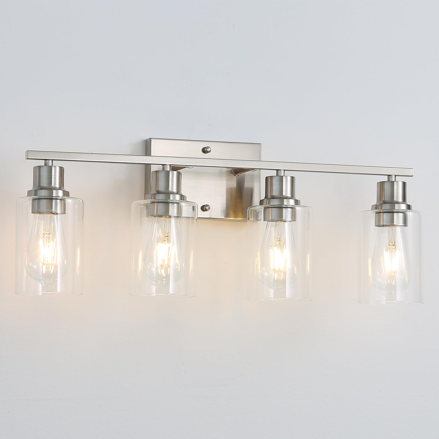 Hallway Wall Sconces Set of 2,Farmhouse Modern Wall Lights Bathroom Matte Black Vanity Lights fixtures with Glass Shade, Hallway Wall Lights for Bedroom,Living Room
