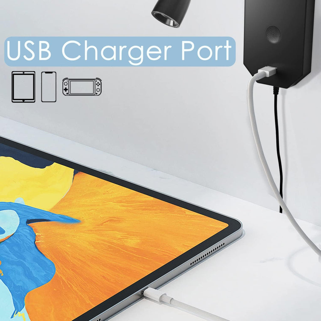 Adust Wall Mounted Reading Light for Bedside Bed Headboard, Touch Dimmable, 3 Color Temperature with USB Port, Gooseneck, Plug-in & No-Drilling Attach, 3000k, 4000k,6000k