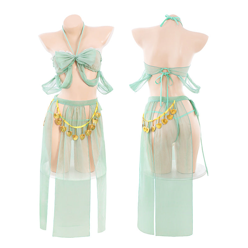 Sexy Hanfu Style Butterfly Lace-Up Two-Piece Skirt Set - Whispering Butterfly Hanfu Inspired Pieced Skirt Lingerie Set