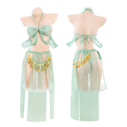 Sexy Hanfu Style Butterfly Lace-Up Two-Piece Skirt Set - Whispering Butterfly Hanfu Inspired Pieced Skirt Lingerie Set