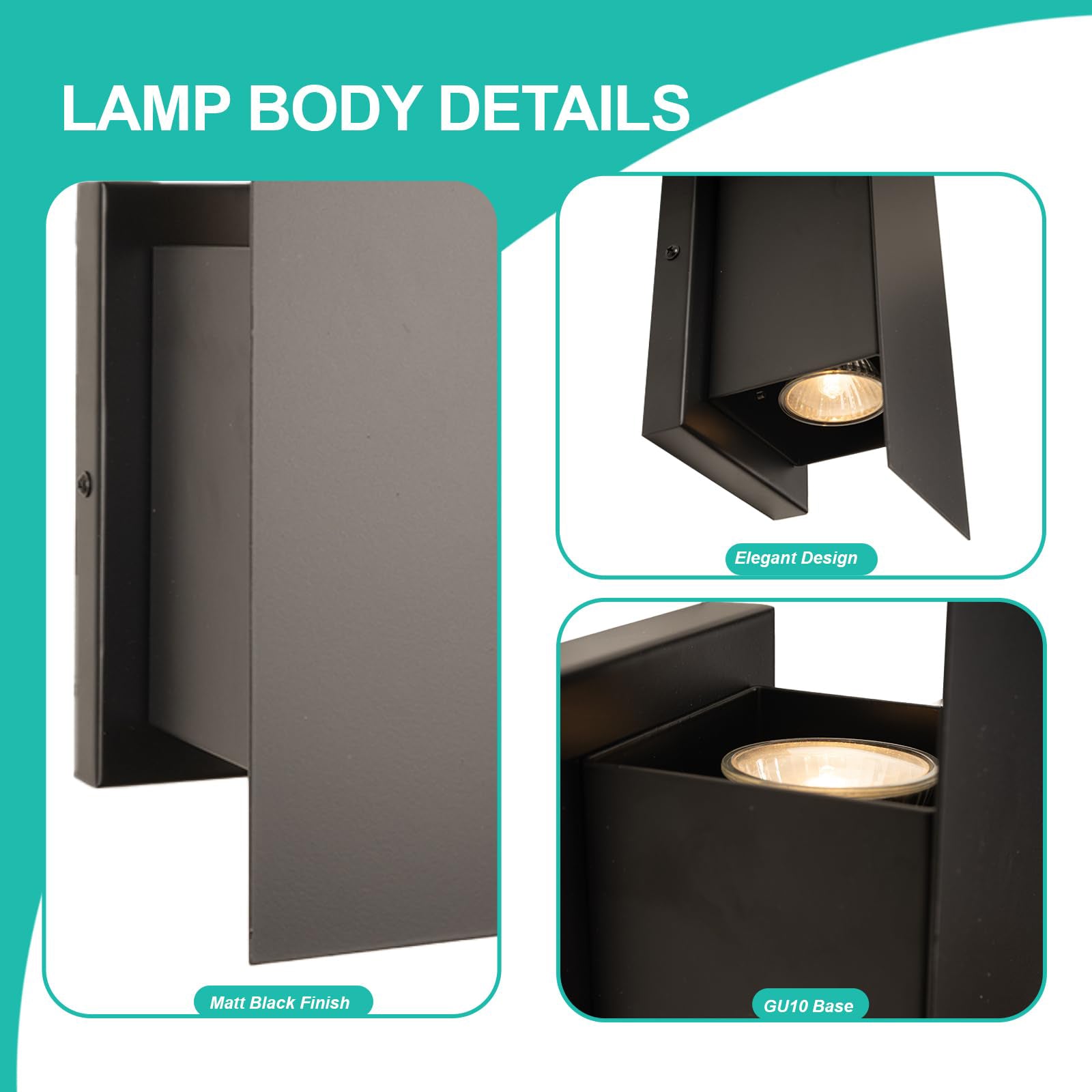 Indoor Wall Sconces, Modern Wall Lights, Up and Down Wall Mount Light, Dimmable Hardwired Wall Light, GU10 Bulbs Excluded, 2 Pack (Matt Black)