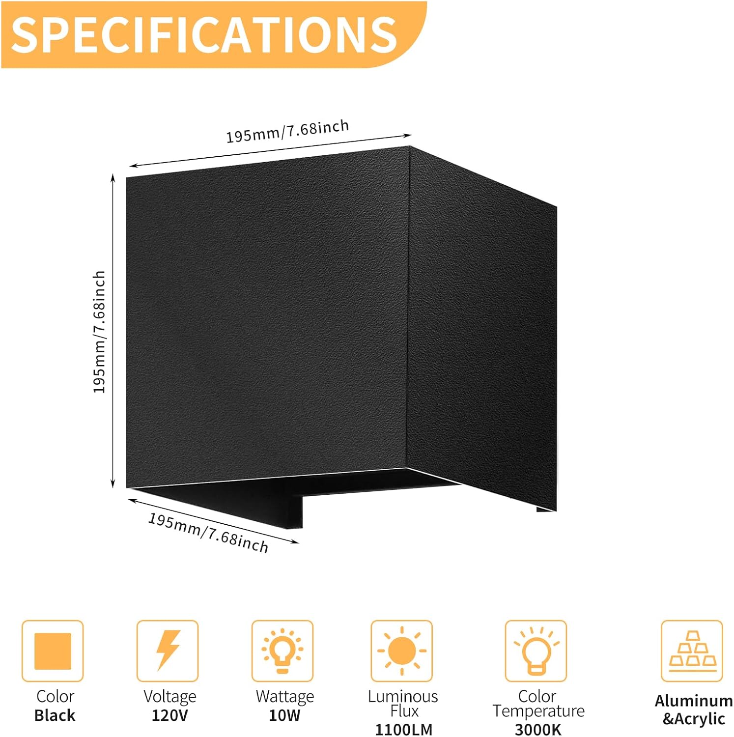 Modern LED Wall Sconce, 3000K Warm White Up & Down Wall Light for Bedroom, Wall Lamp with Adjustable Angle, Black Minimalist Design for Living Room, Bedroom, Hallway, Corridor (1 Pack)