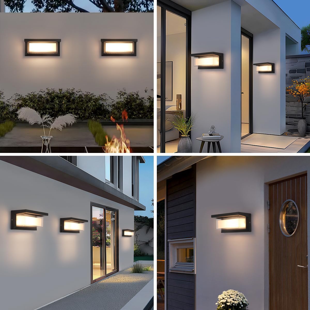 24W Outdoor Porch Light 3 Color Temperature Dimming LED Exterior Modern Wall Light IP65 Outdoor Wall Light Led Wall Mount for Garage Backyard Garden Matte Black 1 Pack