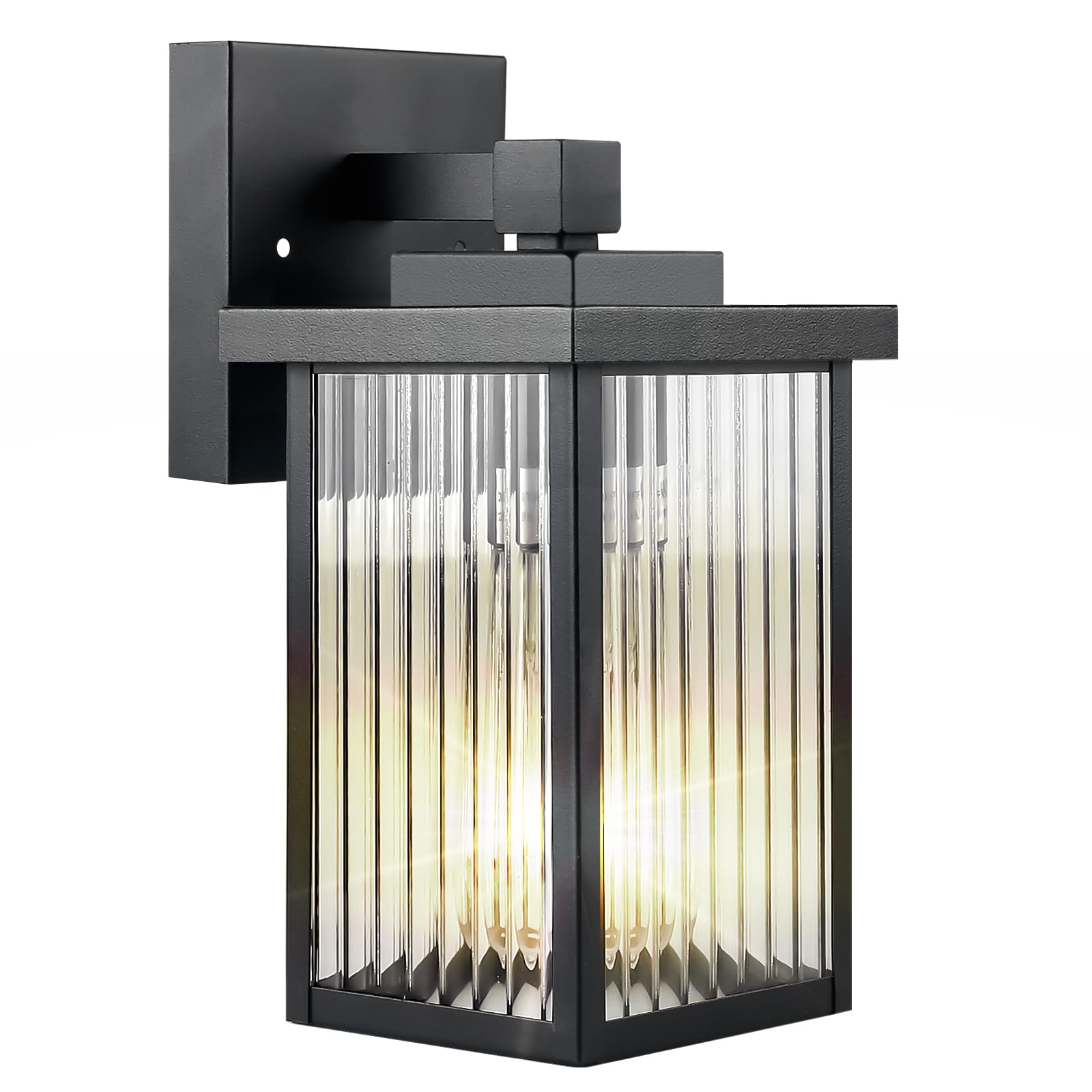 2 Pack Outdoor Wall Lights, IP65 Waterproof Exterior Light Fixture with Tempered Glass for Porch Garage Front Door, Matte Black Outdoor Lights for House