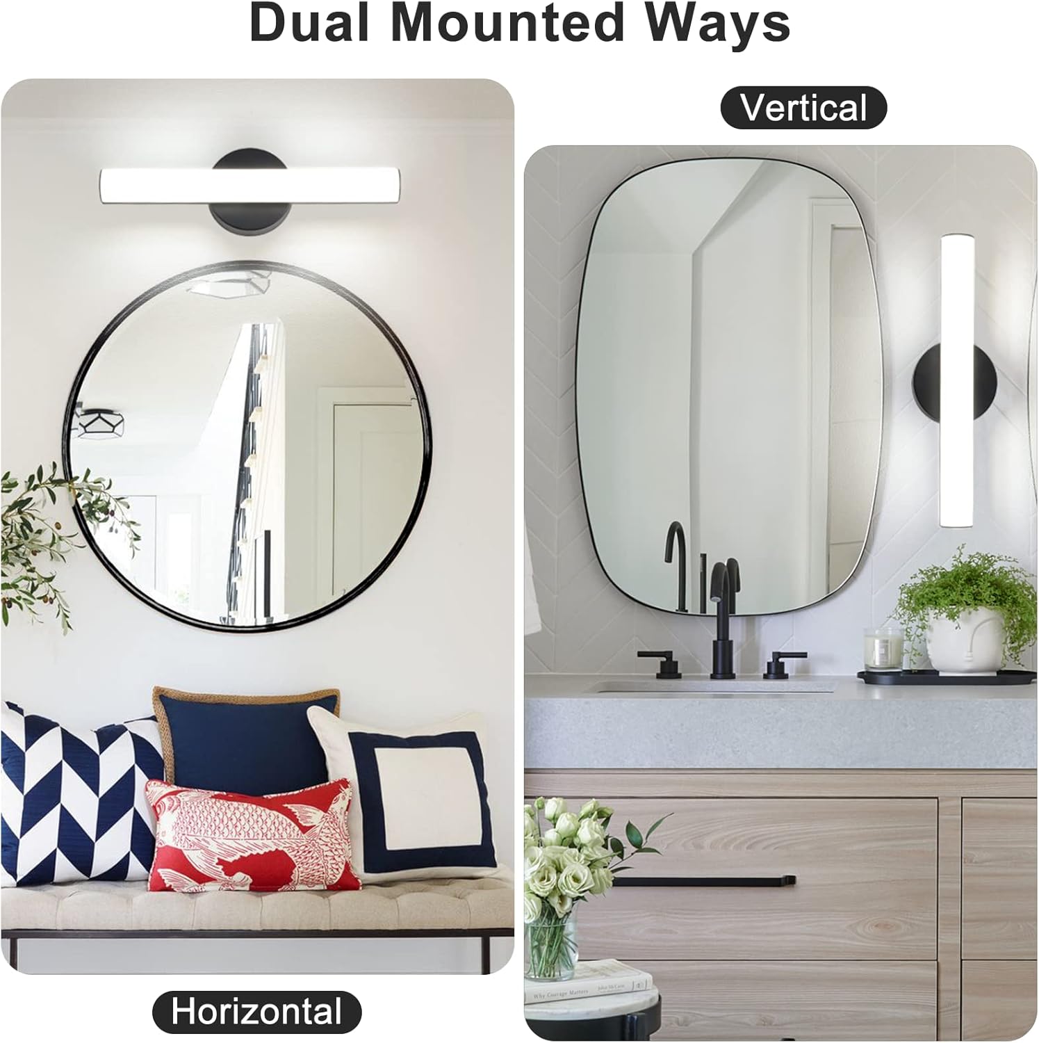 FOLKSMATE Modern Dimmable LED Vanity Light Bar Lighting Fixtures, 15.9 Inch LED Bathroom Light Fixture, 15W 1300LM Daylight White 5000K Wall Sconces