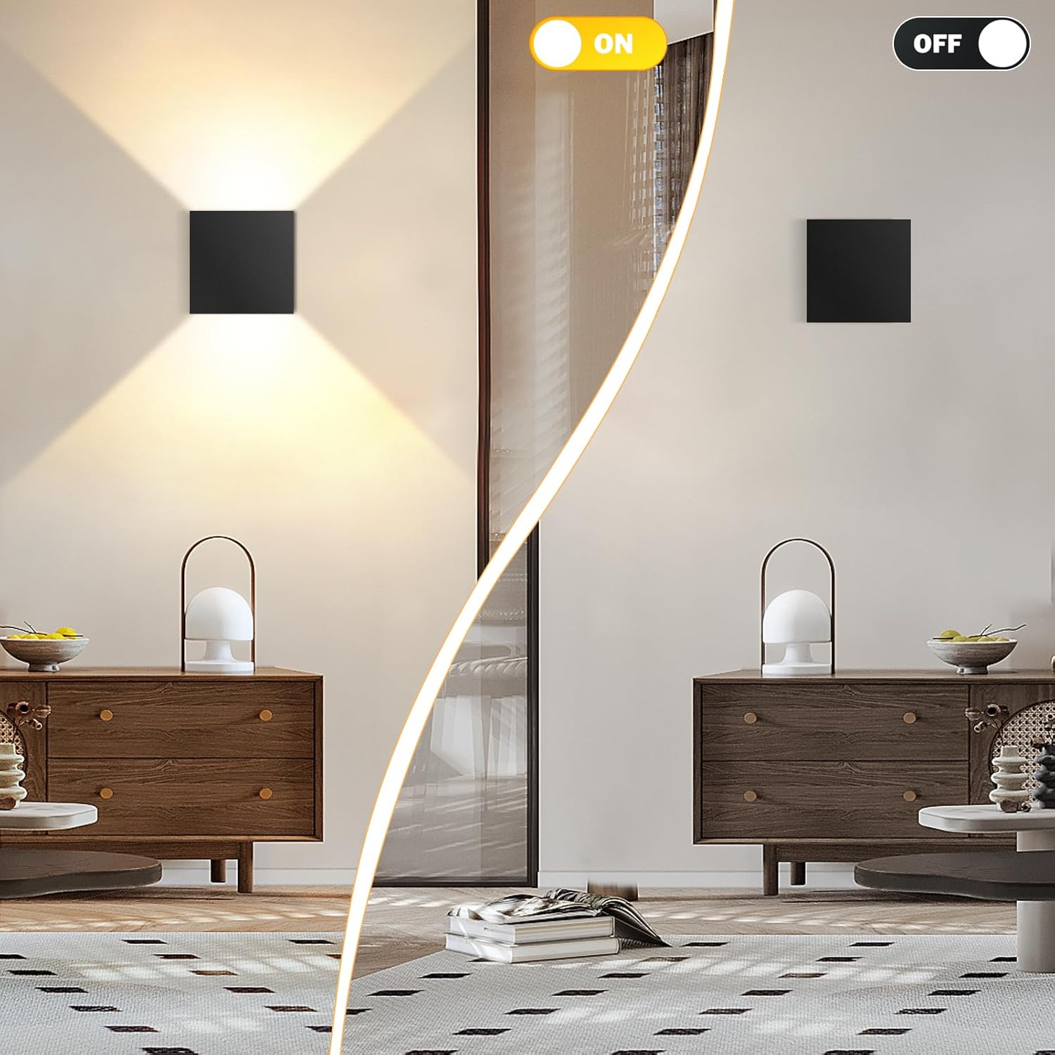 Modern LED Wall Sconce, 3000K Warm White Up & Down Wall Light for Bedroom, Wall Lamp with Adjustable Angle, Black Minimalist Design for Living Room, Bedroom, Hallway, Corridor (1 Pack)