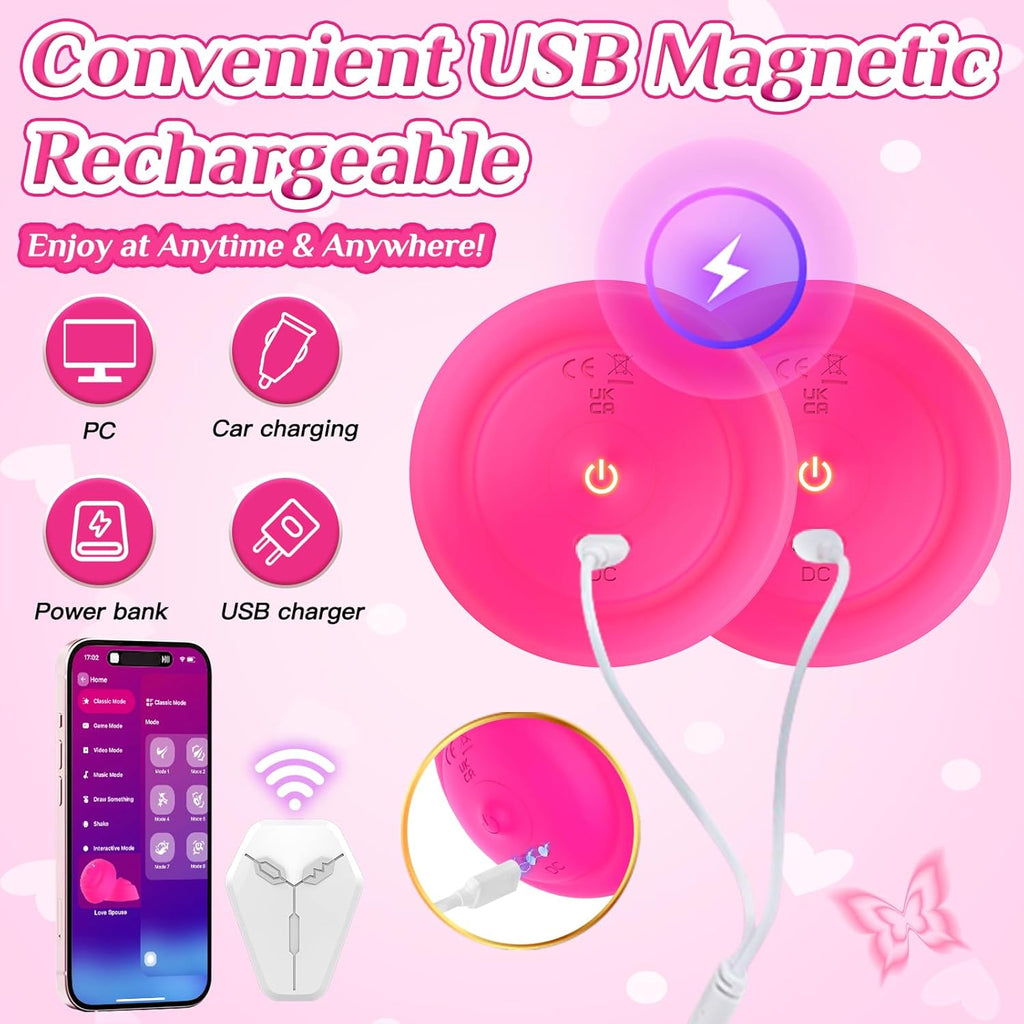Nipple Toy Vibrator for Women with Remote Control, Wireless Nipple Clamps Sucking with 10 Vibrating Modes, APP Remote Control Nipple Toys for Women Couples, Adult Sex Toys for Couples