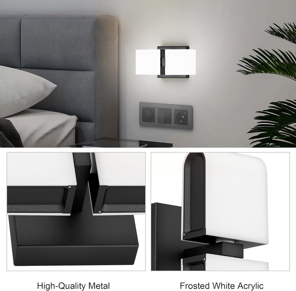 Aipsun Black Wall Sconces Hardwired Modern LED Sconces Wall Lighting Indoor Wall Sconce for Living Room Hallway 6000K White Light