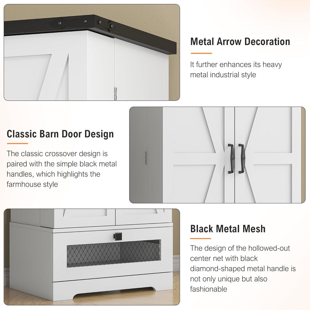 55'' Pantry Storage Cabinet with Adjustable Shelves and Drawer, Buffet Cupboard for Kitchen, Living Room, Bathroom, Dining Room