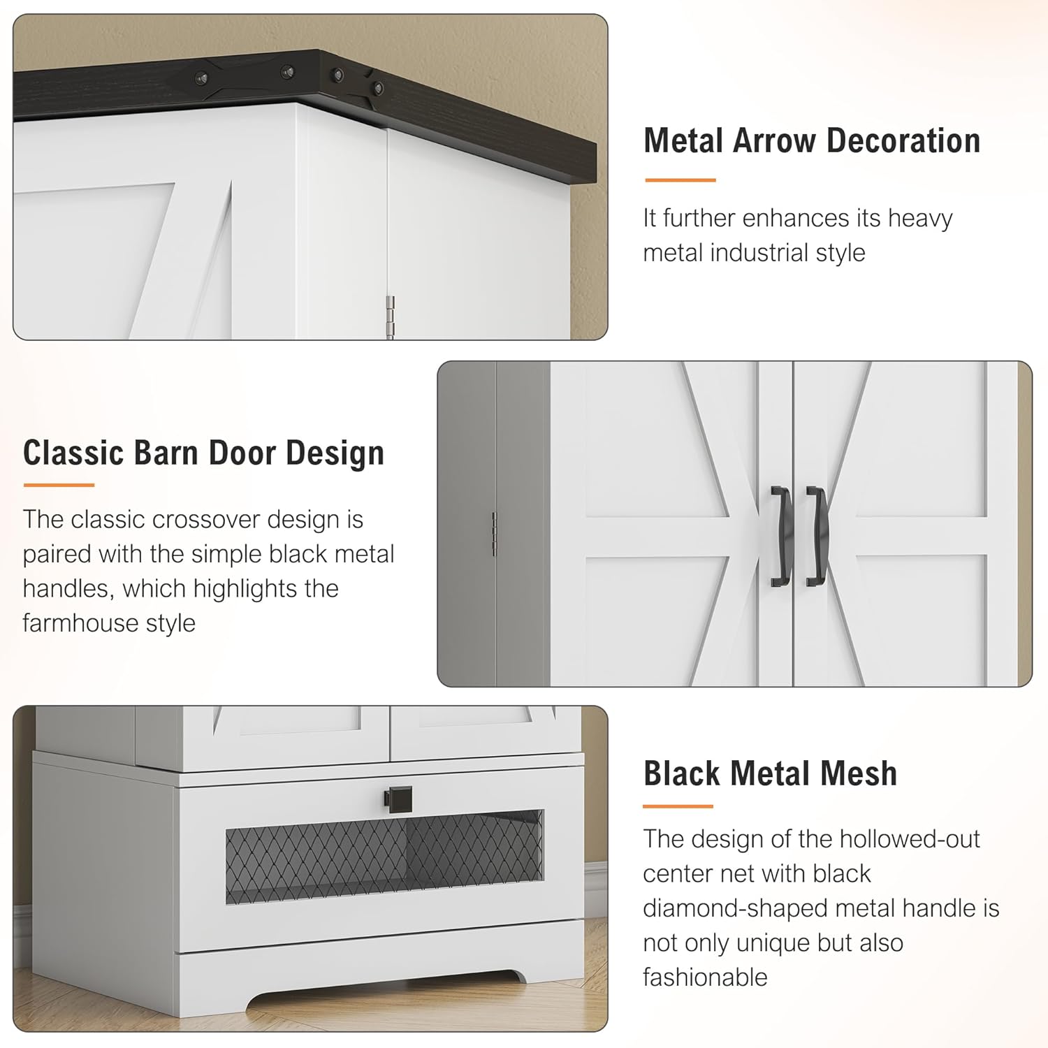 55'' Pantry Storage Cabinet with Adjustable Shelves and Drawer, Buffet Cupboard for Kitchen, Living Room, Bathroom, Dining Room