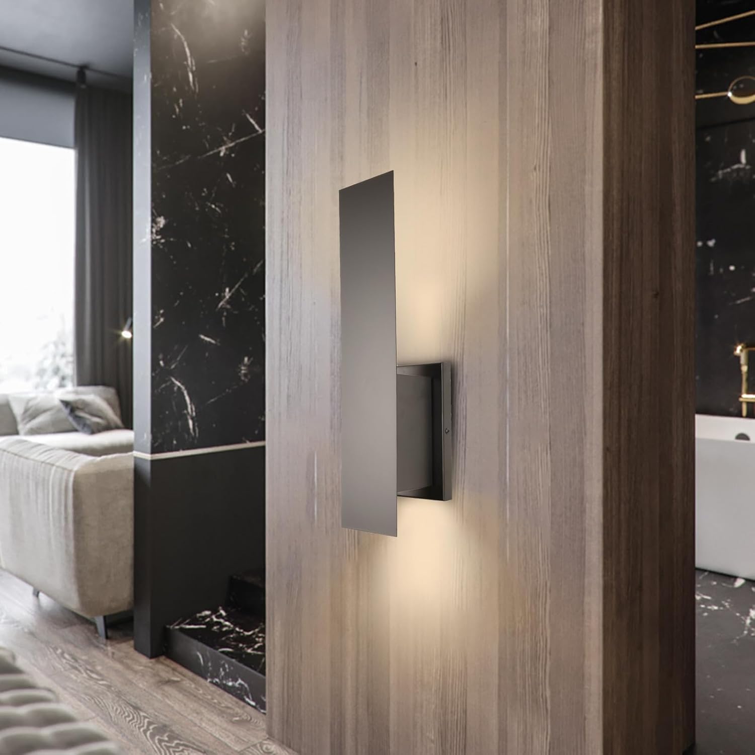 Indoor Wall Sconces, Modern Wall Lights, Up and Down Wall Mount Light, Dimmable Hardwired Wall Light for Bedroom, Living Room, Hallway, GU10 Bulbs Excluded, 2 Pack (Matt Black)