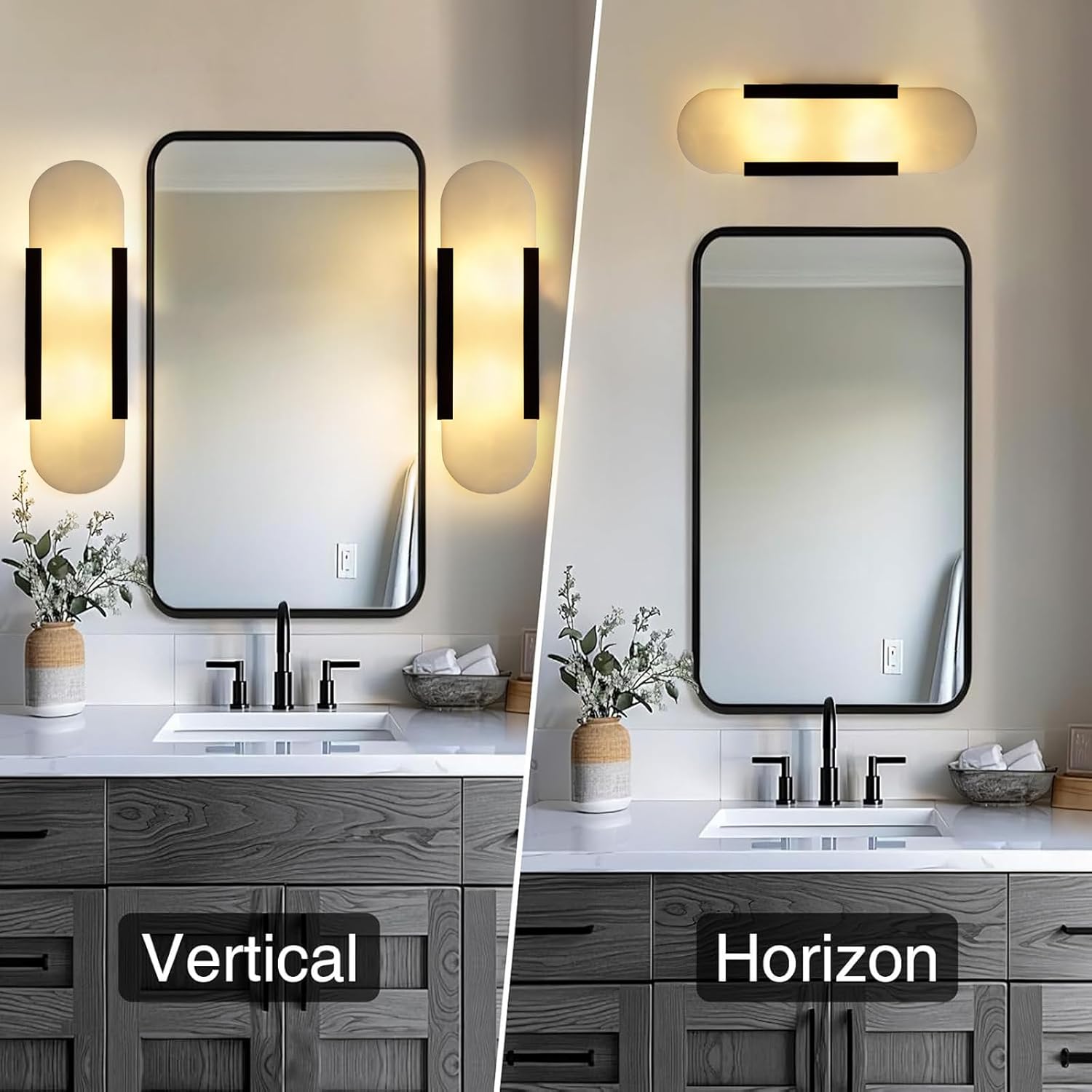 13.8in Alabaster Wall Sconces,Natural Marble Wall Lighting，Alabaster Wall Lamp for Bedroom Stairs, Living Room, Vanity, Hallway Bedside(Bulb Included)