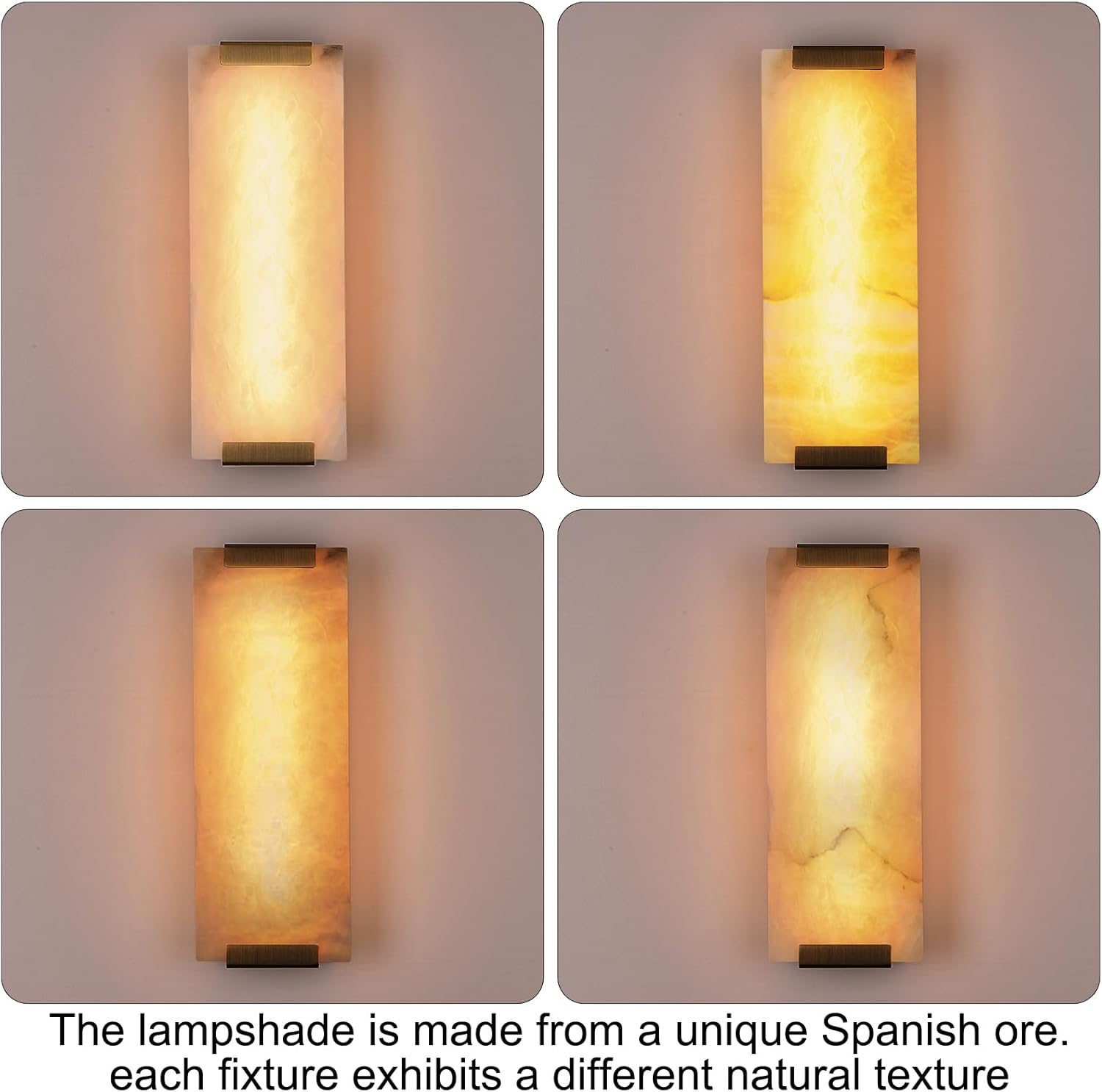 14.2in Alabaster Wall Sconce, Large Natural Marble Wall Light Decor, LED Modern Wall Lamp for Bedroom, Stairs, Living Room, Vanity, Bedside, Hallway （Brushed Bronze 12W）