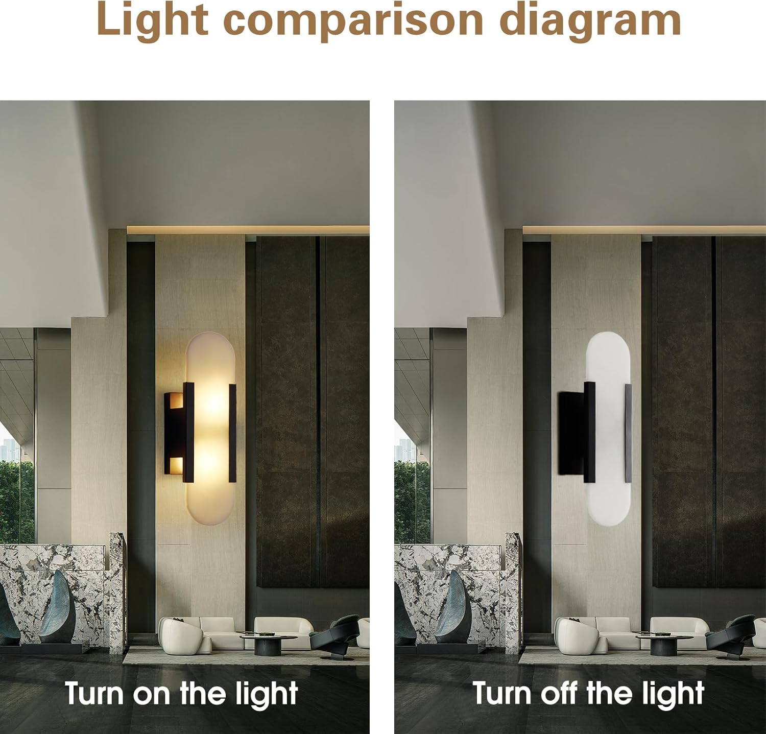 13.8in Alabaster Wall Sconces,Natural Marble Wall Lighting，Alabaster Wall Lamp for Bedroom Stairs, Living Room, Vanity, Hallway Bedside(Bulb Included)