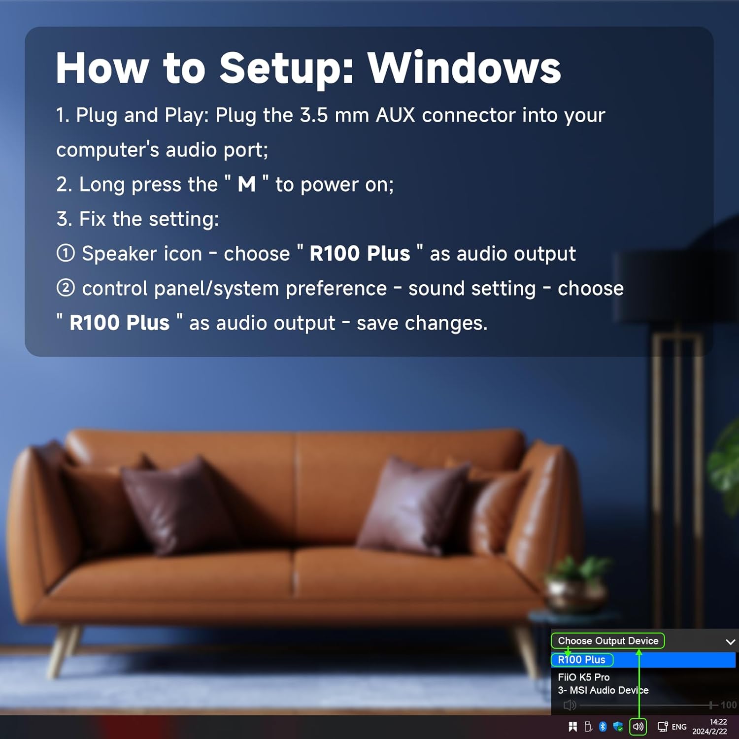 SOULION R100 Plus Computer Speakers with Dynamic RGB Light, Rechargeable Bluetooth Speaker with Switch Button, Clearly Sound Soundbar for Desktop Monitor, PC, Tablets(3.5mm Aux Connection Included)