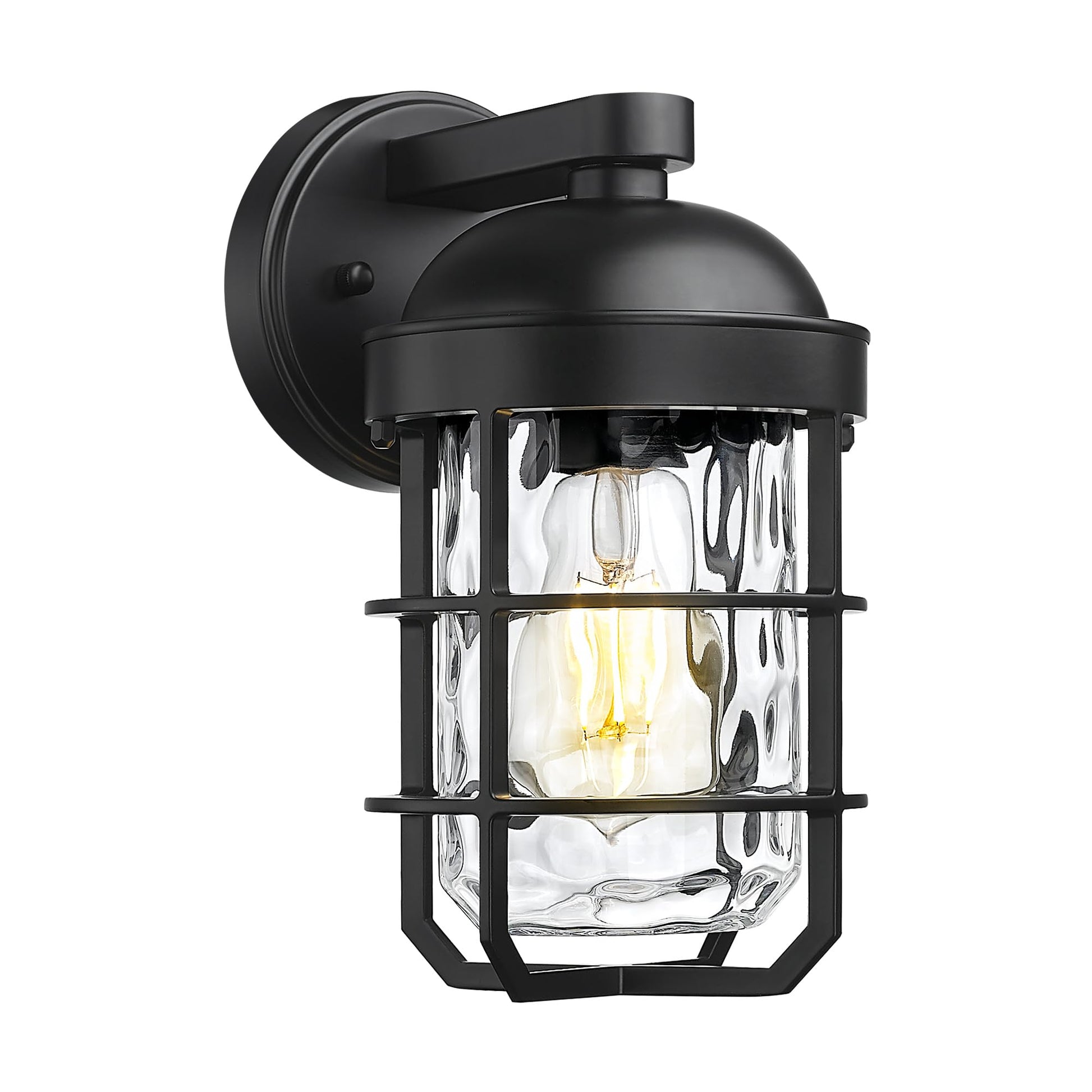 Emliviar Farmhouse Outdoor Wall Sconces, 2 Pack Vintage Exterior Light Fixtures with Nautical Metal Cage and Tempered Glass, Oil Rubbed Bronze Finish, GE255B-2PK ORB