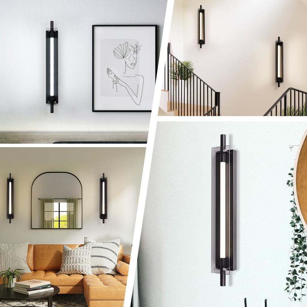 Adust Battery Operated Wall Sconce, 14000mAh Rechargeable Wall Decor Lighting Indoor Remote Control Dimmable Wall Lamp Fixtures for Bedroom Living Room 2 Pack (Black Glass)