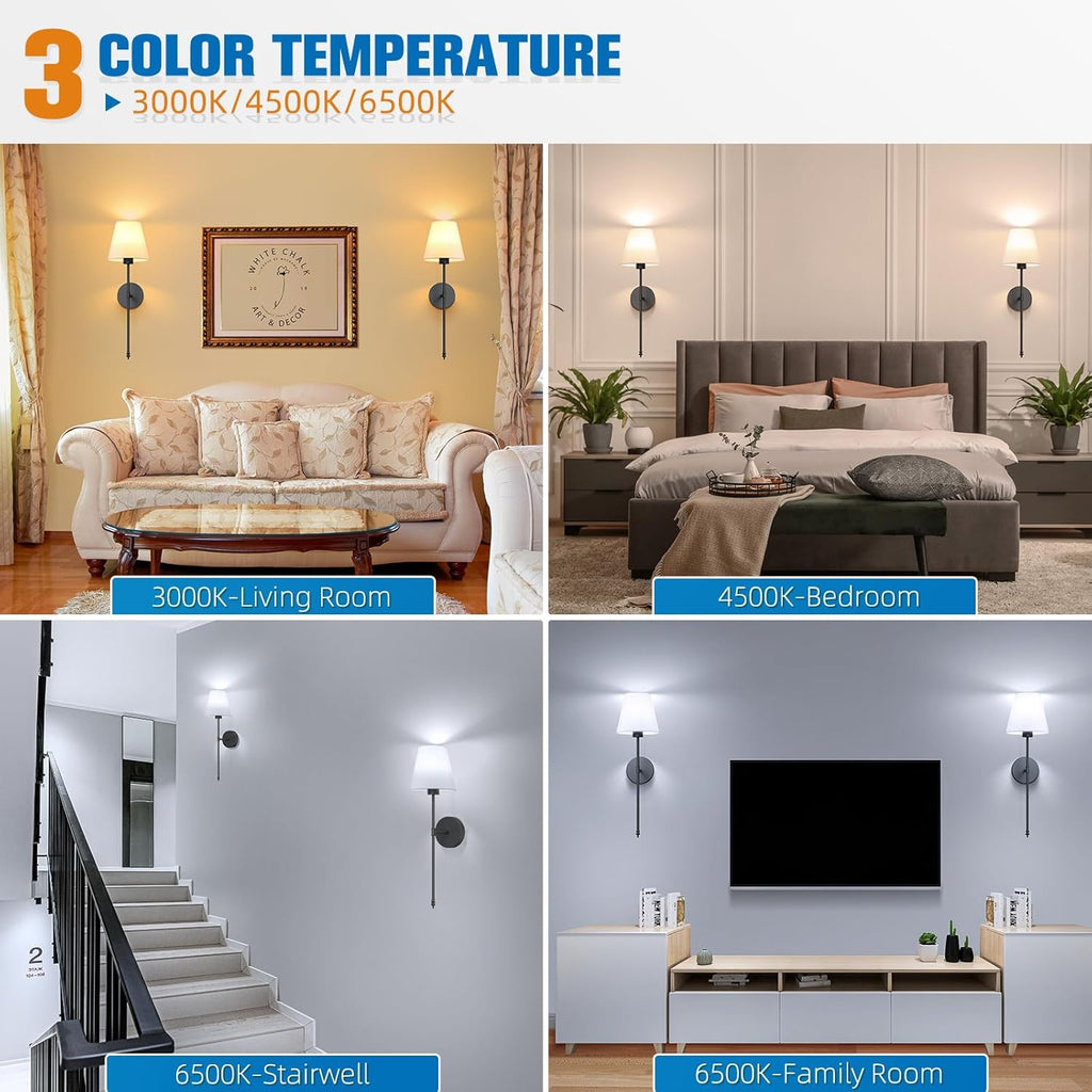 NIORSUN Battery Operated Wall Sconce Set of 2,Black Rechargeable Wall Lights with 5200mAh Dimmable Detachable Bulbs and Remote, 10 Colors Wireless Wall Lamps for Bedroom Living Room Hallway Decor