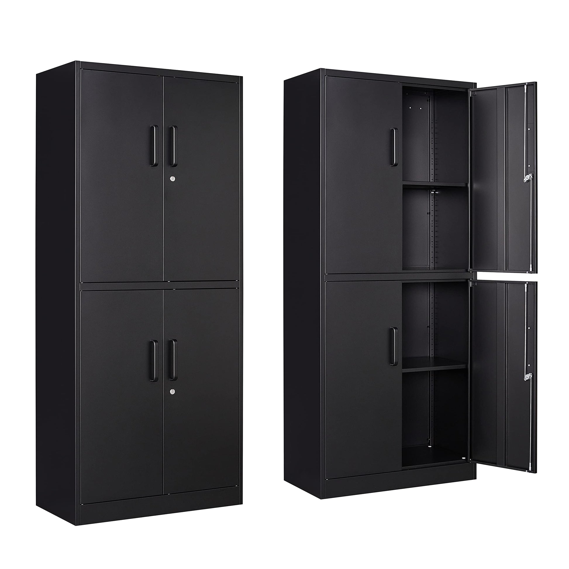 Yizosh Metal Garage Storage Cabinet with Locking Doors and Adjustable Shelves,- 73" Rolling Tool Storage Cabinet with 4 Wheels and 1 Drawer for Garage,Warehouse (Red Black)