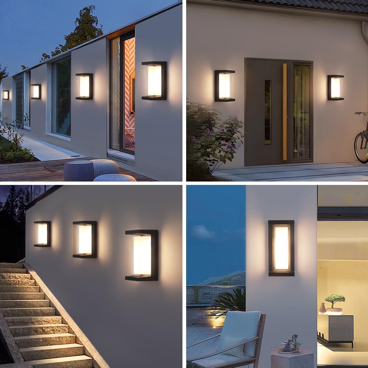 24W Modern Outdoor Wall Sconce Light 3 Color 3000K/4000K/6500K Matte Black Outdoor Wall Lights Exterior Porch Lights Indoor Wall Sconce(10.2inch-1 Pack)