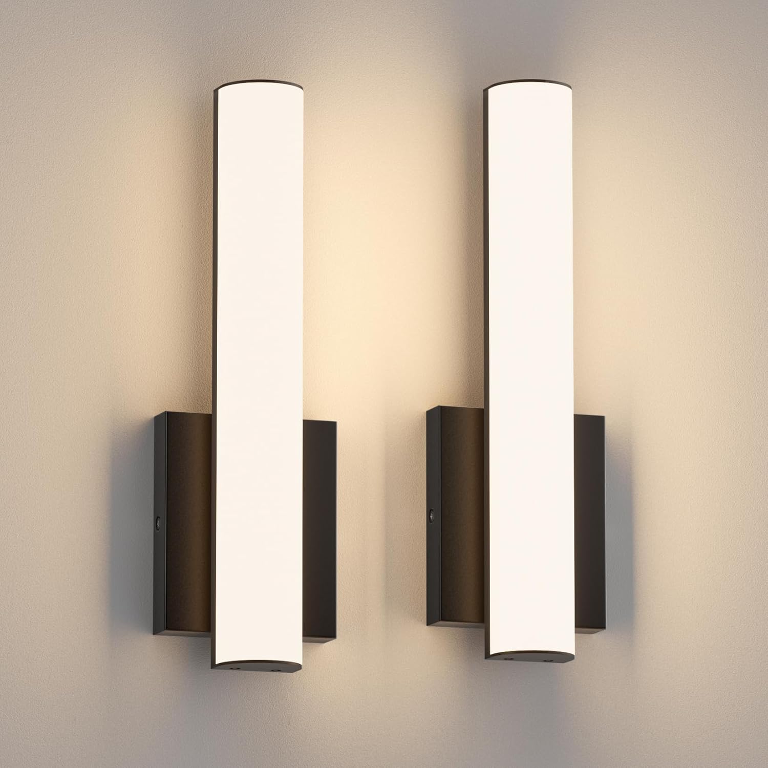 2-Pack Led Wall Sconces,18W 3000K Indoor Hardwired Dimmable Wall Light with Acrylic Lampshade,Led Sconces Wall Lighting,Modern Vanity Wall Light Fixture for Bathroom Bedroom Living Room(Black)