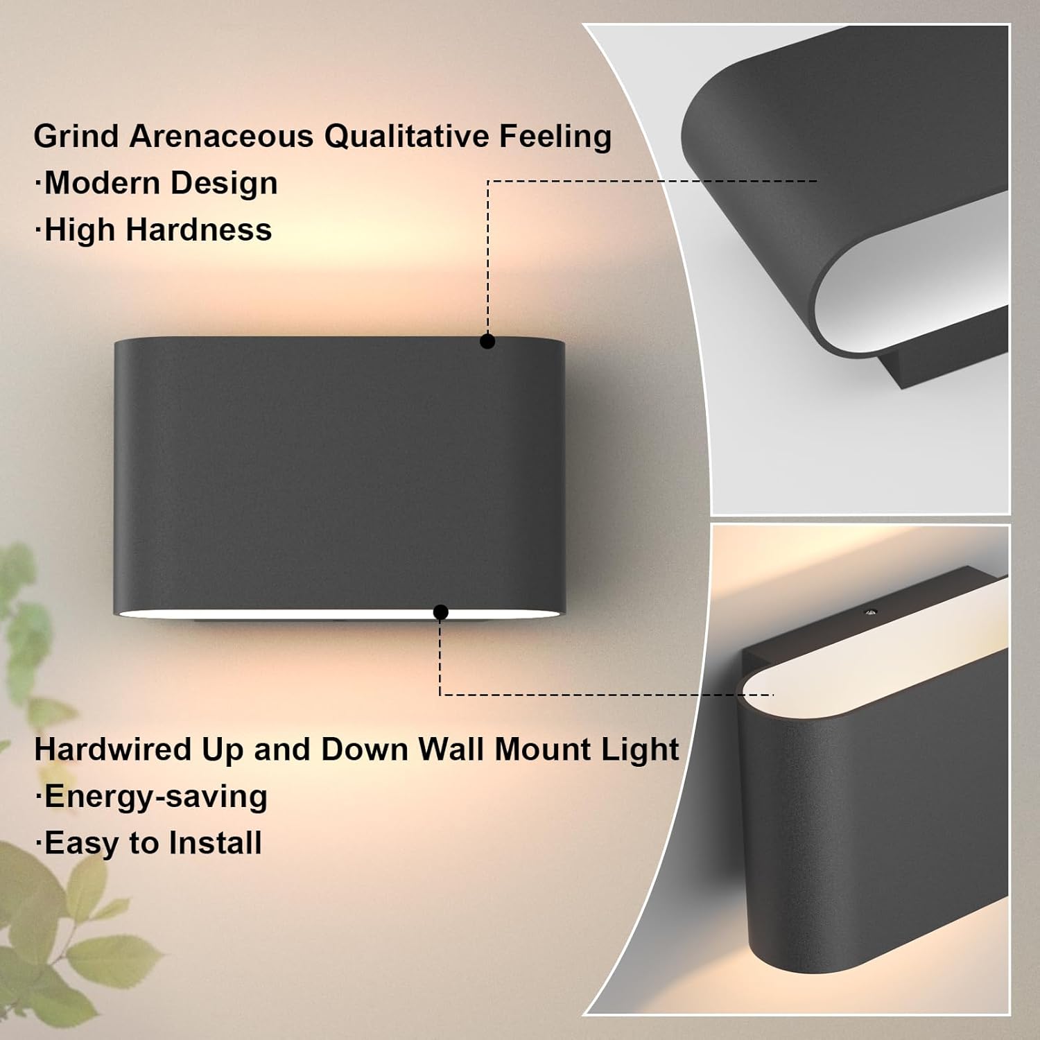 Aipsun Black Modern LED Wall Sconces Set of 2 Indoor Wall Lights Hardwired Up and Down Wall Mount Light for Living Room Bedroom Hallway Corridor Conservatory Warm White 3000K(with G9 Bulbs)