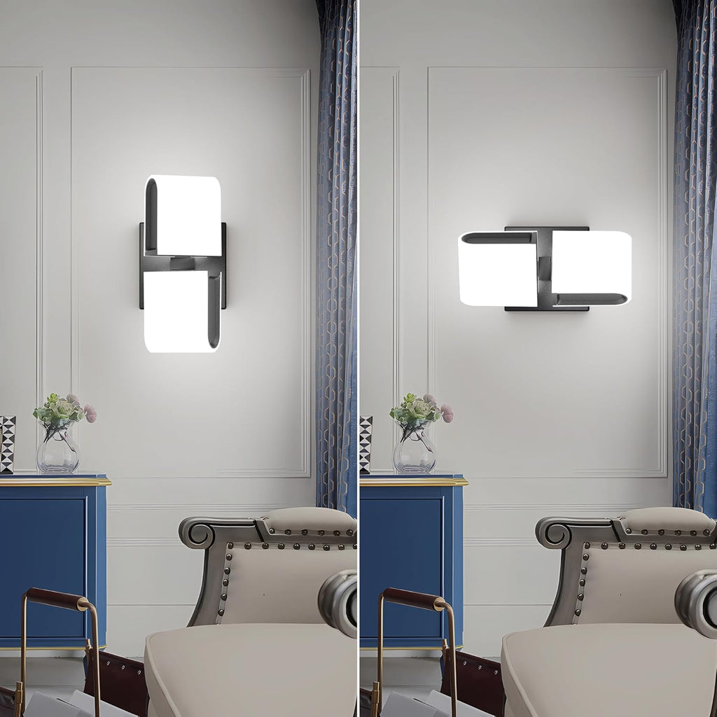 Aipsun Black Wall Sconces Hardwired Modern LED Sconces Wall Lighting Indoor Wall Sconce for Living Room Hallway 6000K White Light