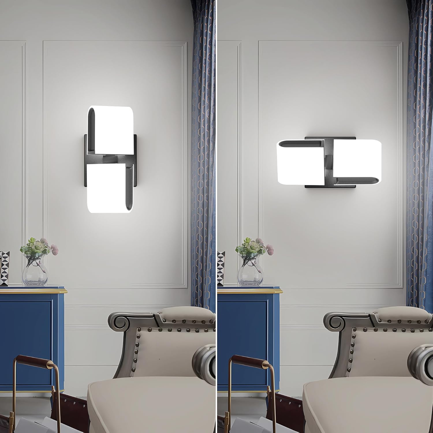 Aipsun Black Wall Sconces Hardwired Modern LED Sconces Wall Lighting Indoor Wall Sconce for Living Room Hallway 6000K White Light