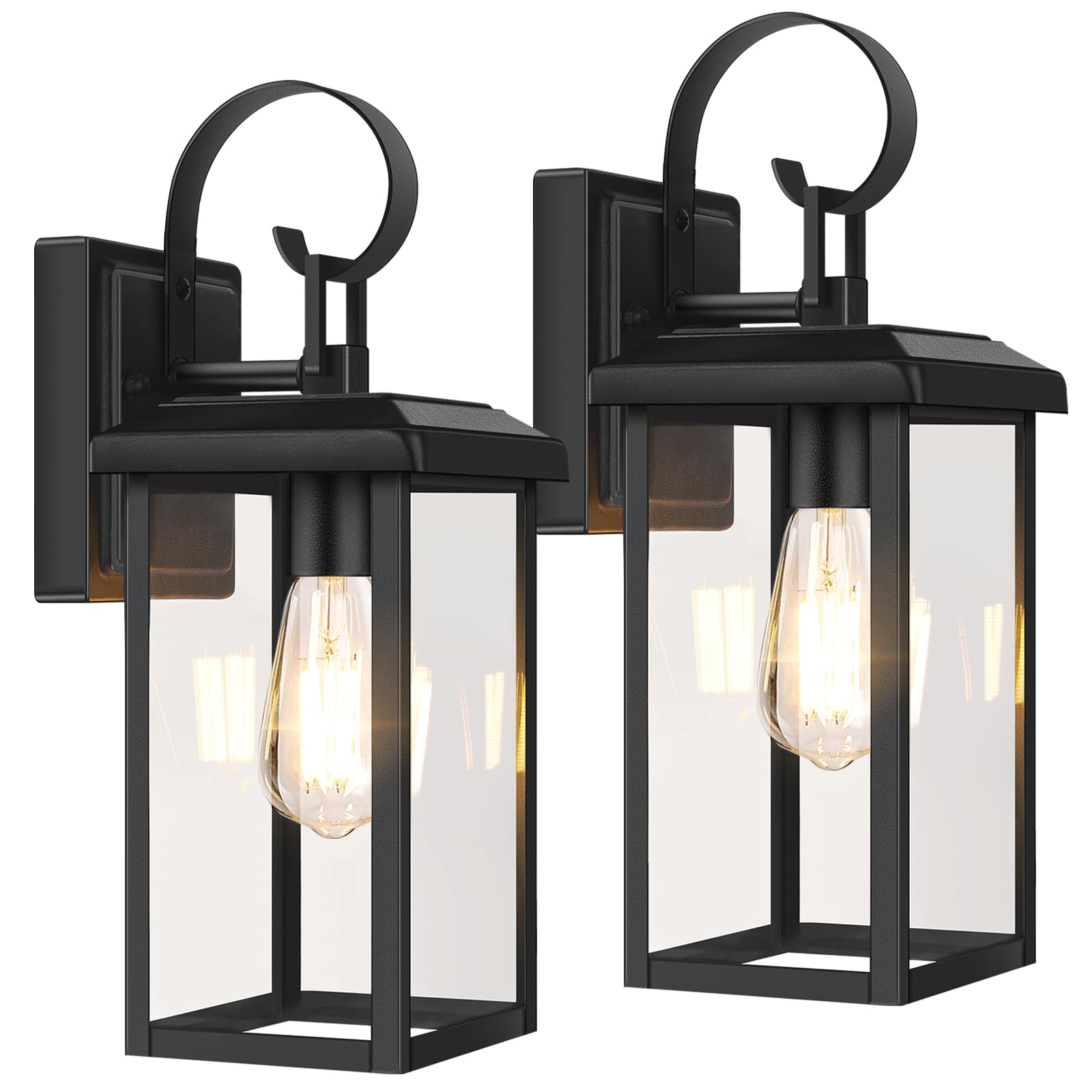 BesLowe 2-Pack Outdoor Wall Light Fixtures, Exterior Lighting Fixtures Wall Mount, Waterproof Porch Lights Outdoor Wall Sconces Lanterns, Modern Outside Lights for House Front Door Garage, Black