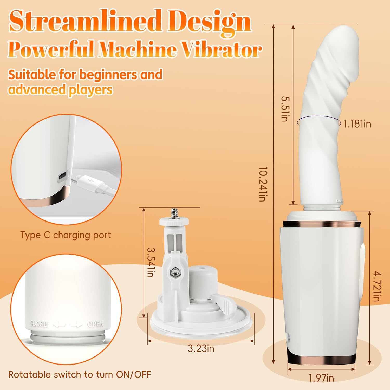 Sex Machine Thrusting Dildo Vibrator Adult Sex Toys for Women Men G Spot Clitoral Anal Play, Dildo Machine Rotatable Switch 7 Vibrating Thrust Modes Smart Heating Big Suction Cup Anal Toys for Couple