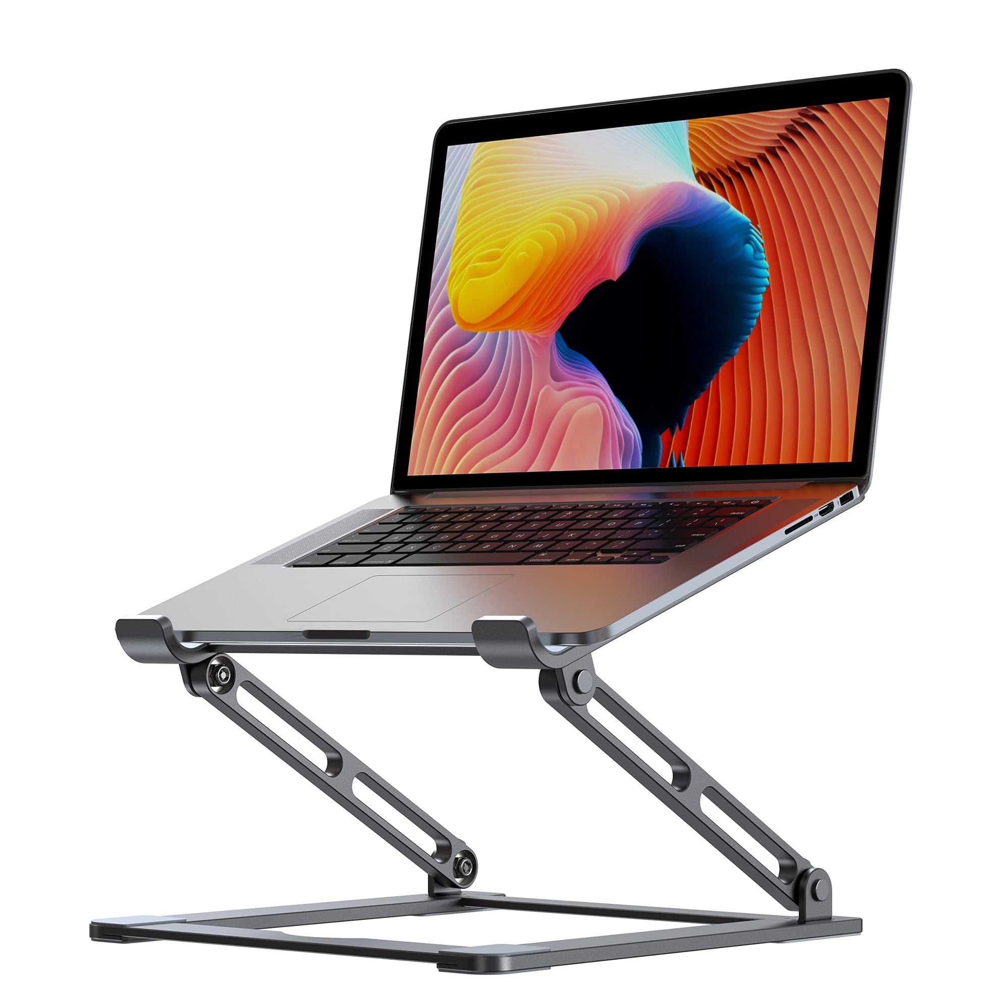 Laptop Stand for Desk, Adjustable Laptop Stand Holder Portable Laptop Riser with Multi-Angle Height Adjustable Computer Stand for MacBook Air/Pro and More Notebooks 10-17.3"-Black