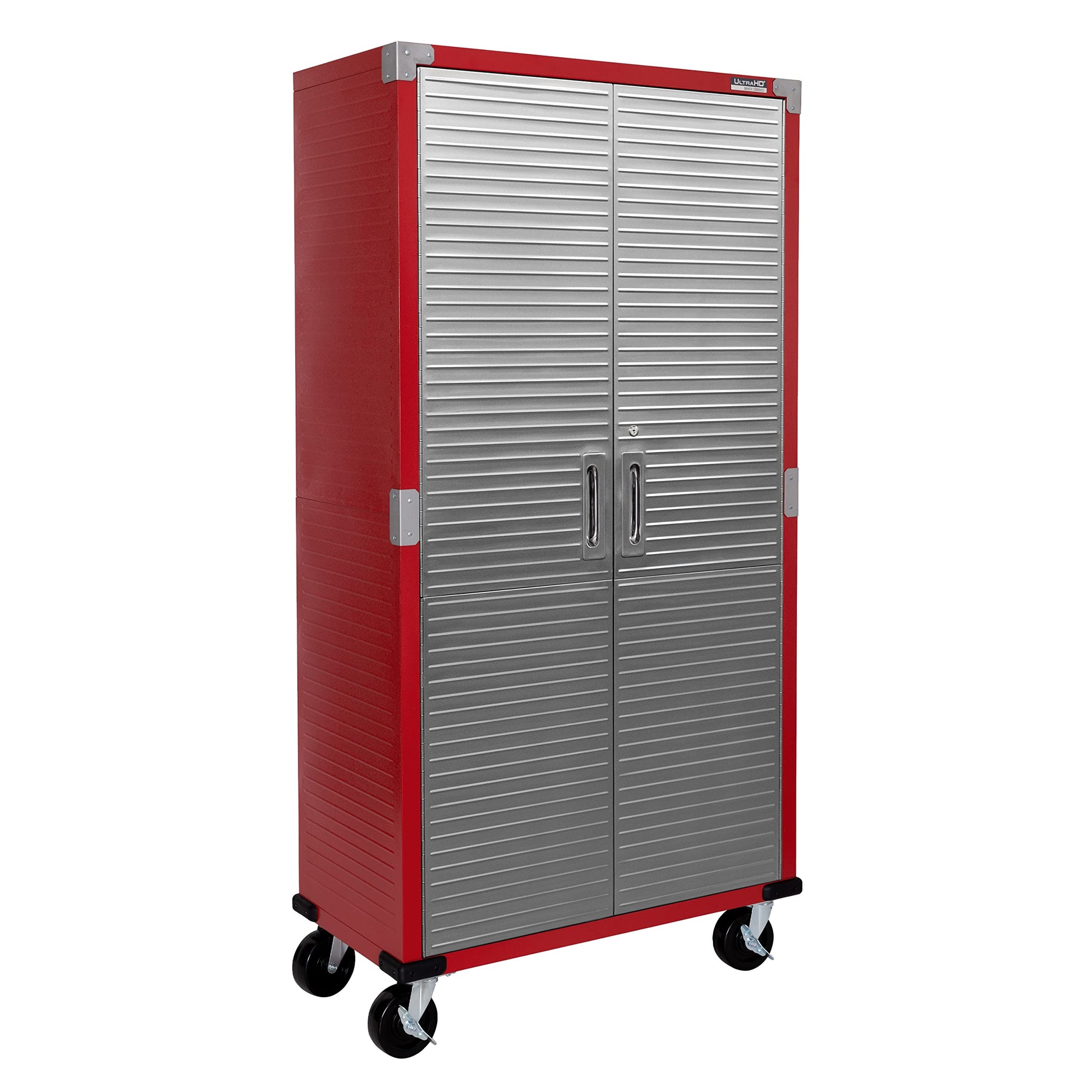 Seville Classics UltraHD Solid Steel Rolling Lockable Metal Storage Cabinet Locker Organizer, w/Adjustable Shelves for Garage, Warehouse, Office, Classroom, Graphite, 36" W x 18" D x 72" H