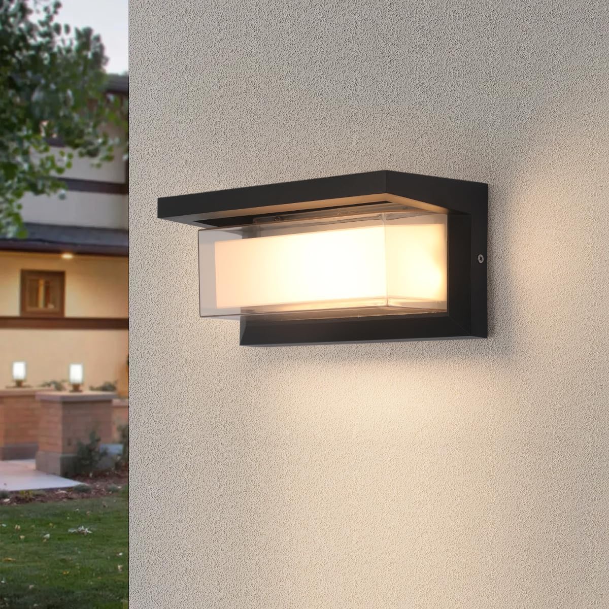 24W Outdoor Porch Light 3 Color Temperature Dimming LED Exterior Modern Wall Light IP65 Outdoor Wall Light Led Wall Mount for Garage Backyard Garden Matte Black 1 Pack
