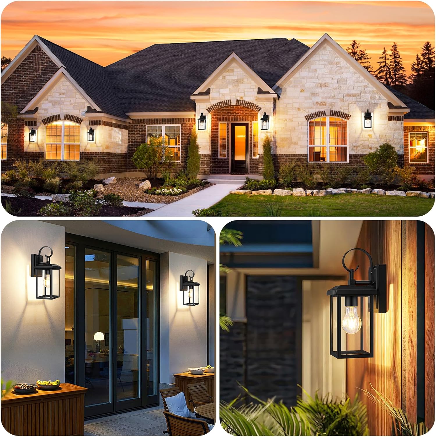 BesLowe 2-Pack Outdoor Wall Light Fixtures, Exterior Lighting Fixtures Wall Mount, Waterproof Porch Lights Outdoor Wall Sconces Lanterns, Modern Outside Lights for House Front Door Garage, Black