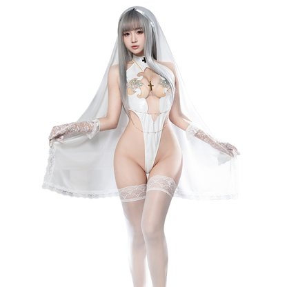 Women's Seductive Bare Chest & Backless Bodysuit - Exposed Bust & Open Back One Piece Lingerie - Women's High Cut Thong Bodysuit