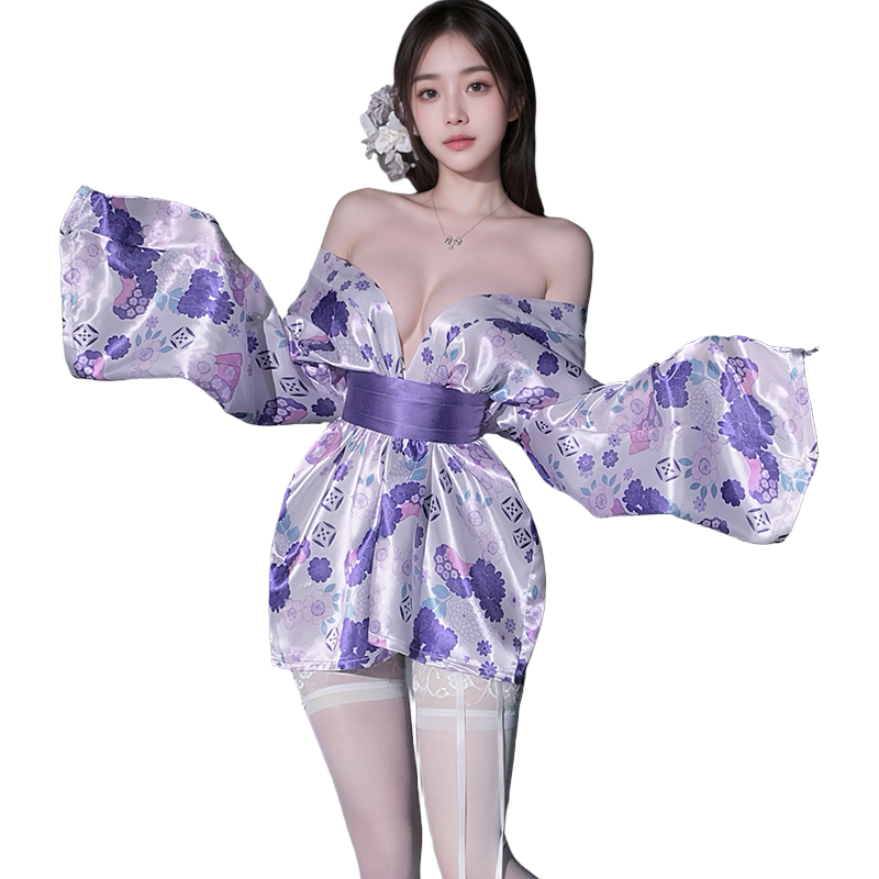 Japanese Inspired Sexy Kimono Mini Dress, Elegant & Sexy Kimono Lingerie Set - Soft Silk Feel