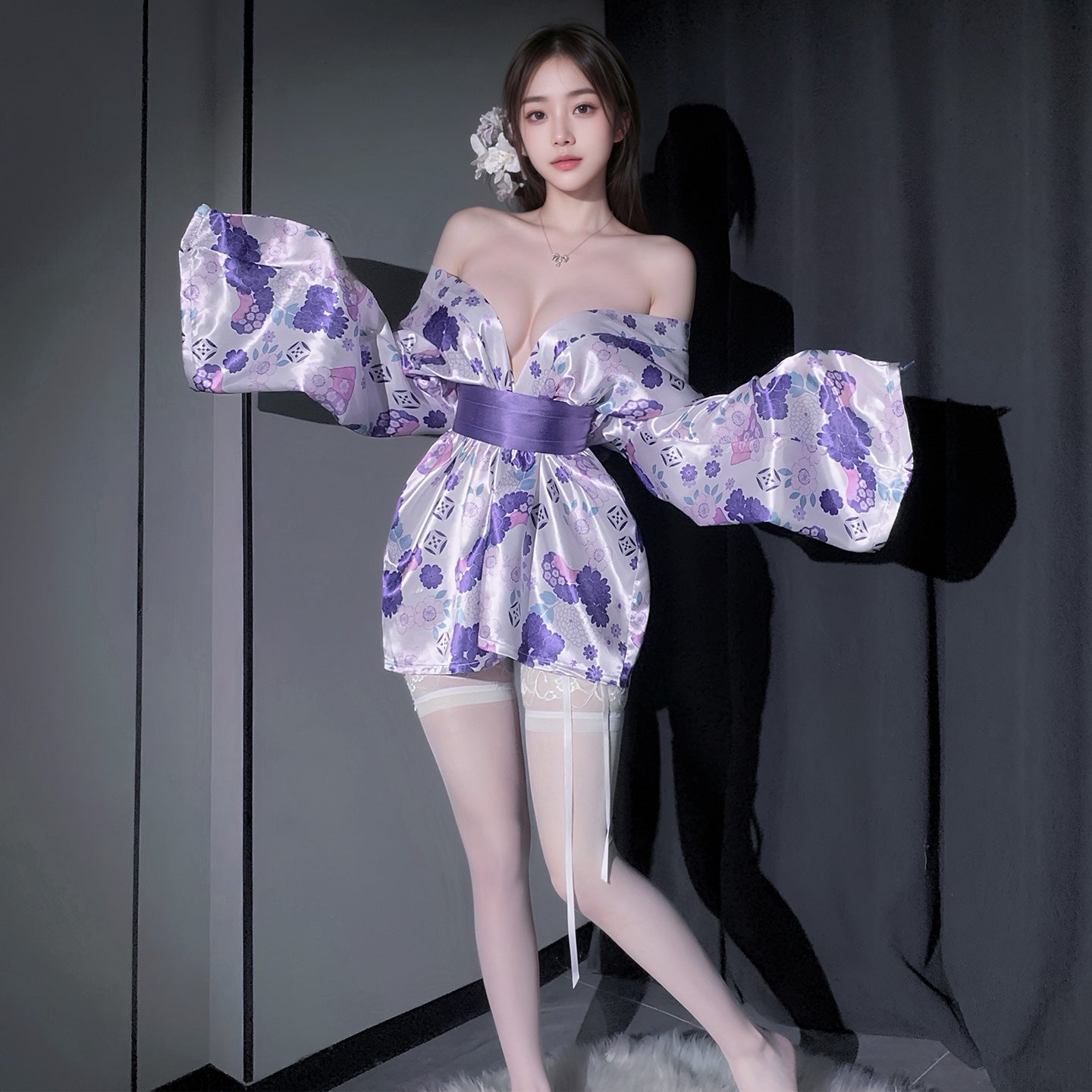 Japanese Inspired Sexy Kimono Mini Dress, Elegant & Sexy Kimono Lingerie Set - Soft Silk Feel