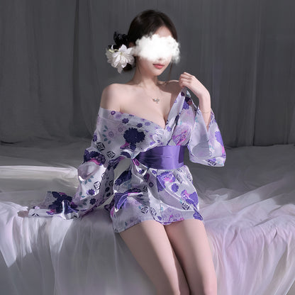 Japanese Inspired Sexy Kimono Mini Dress, Elegant & Sexy Kimono Lingerie Set - Soft Silk Feel