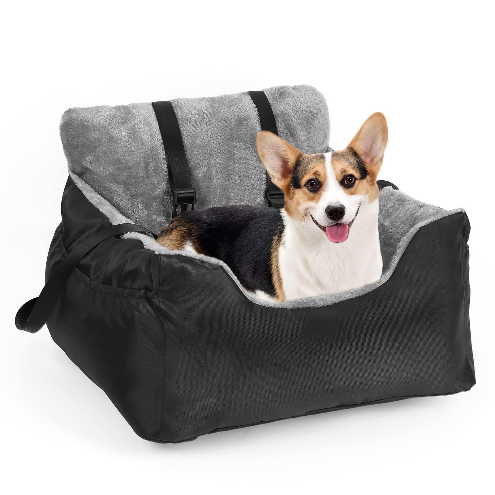 DogBaby Dog Car Seat for Small Dogs, Detachable and Washable Pet Car Seat, Small Dog Car Seat with Storage Pockets and Adjustable Clip-On Leash
