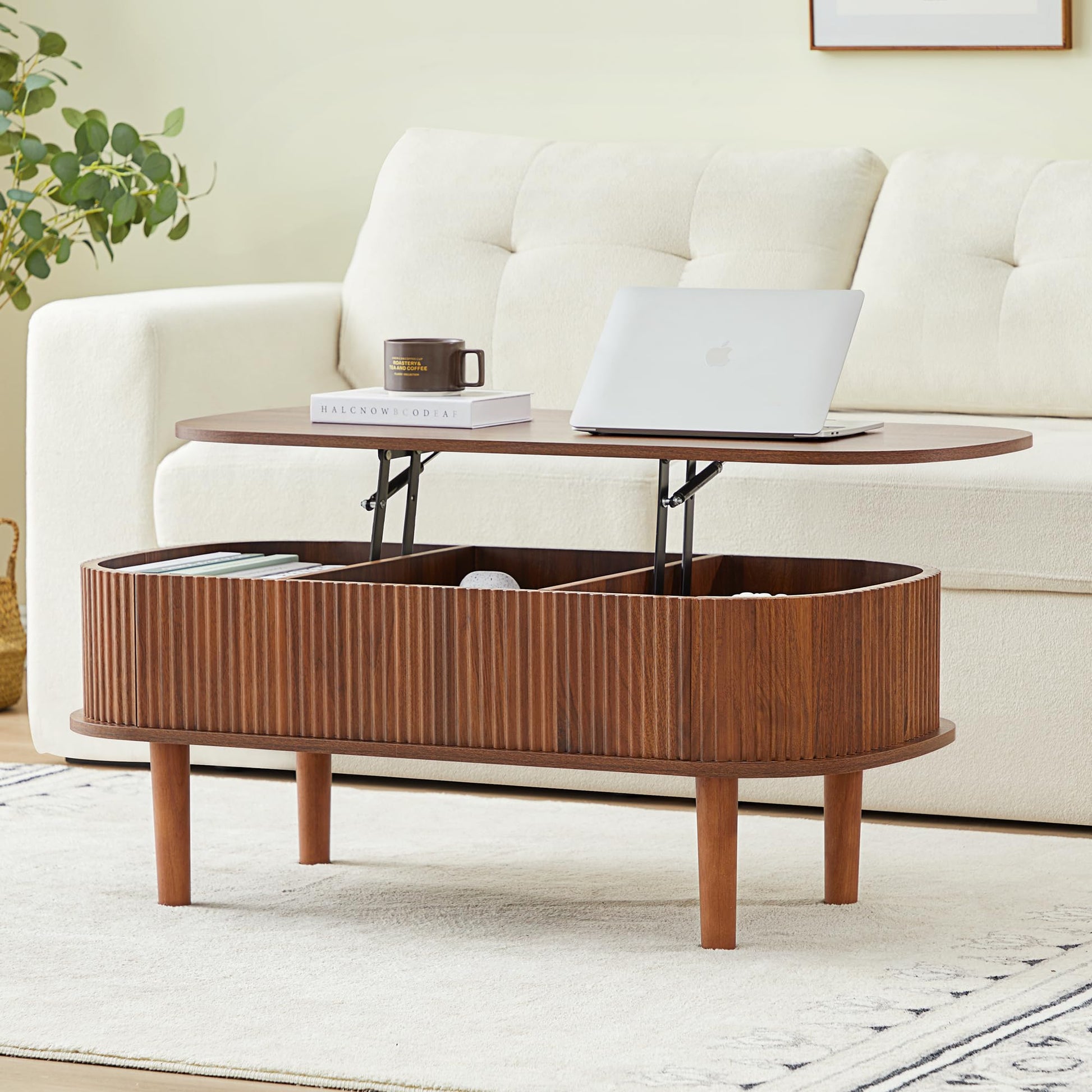 Lift Top Coffee Table with Hidden Compartment For Home Living Room Office