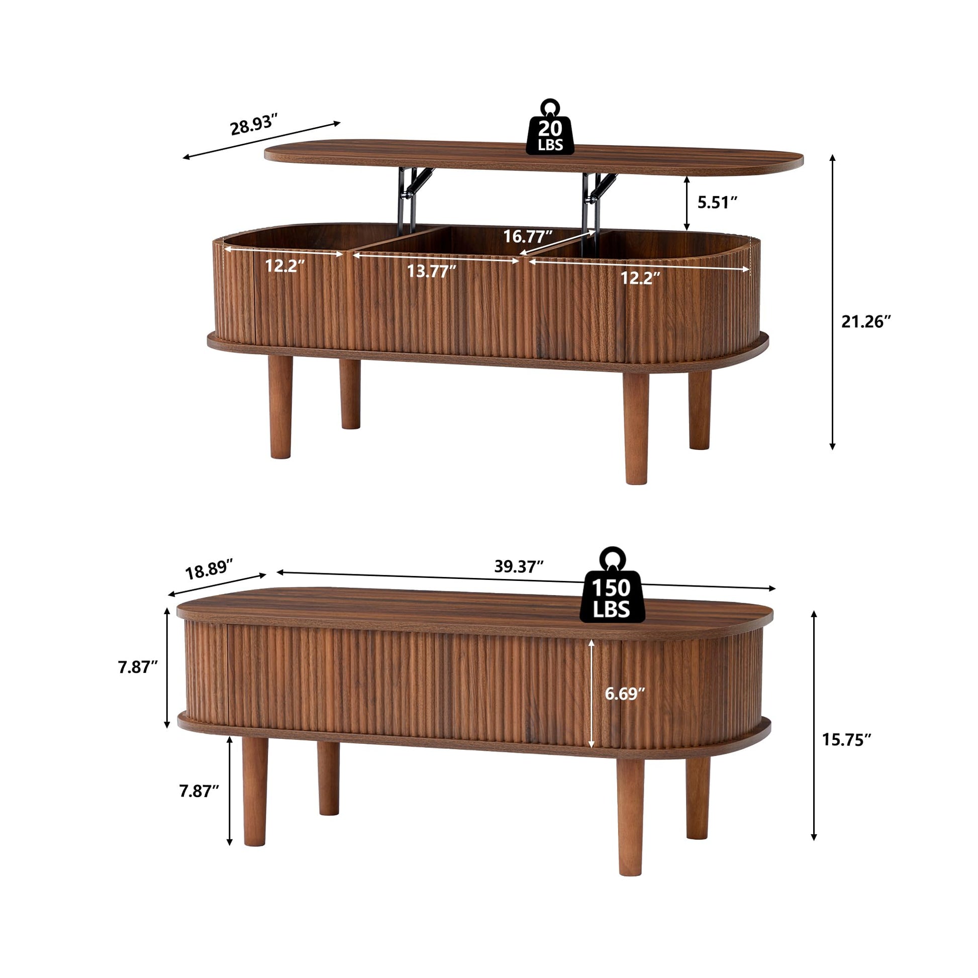 Lift Top Coffee Table with Hidden Compartment For Home Living Room Office
