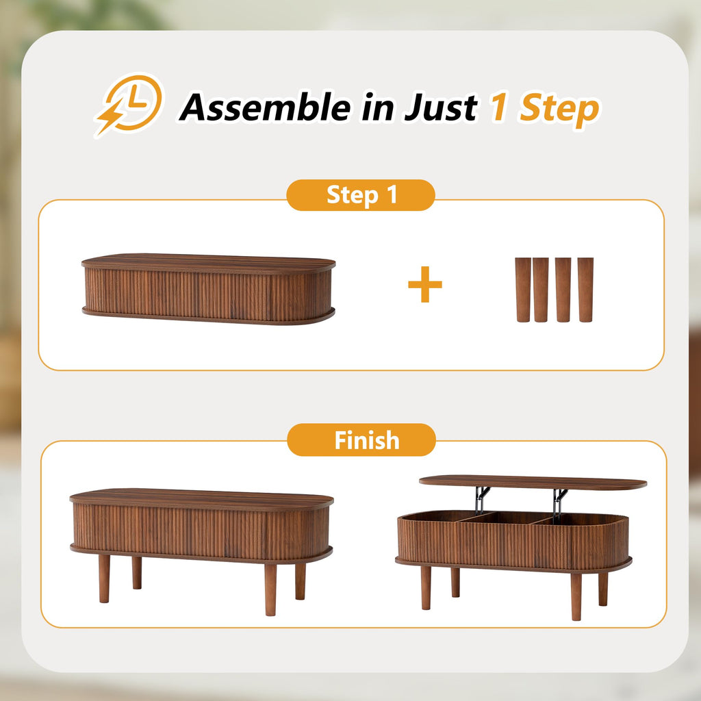 Lift Top Coffee Table with Hidden Compartment For Home Living Room Office