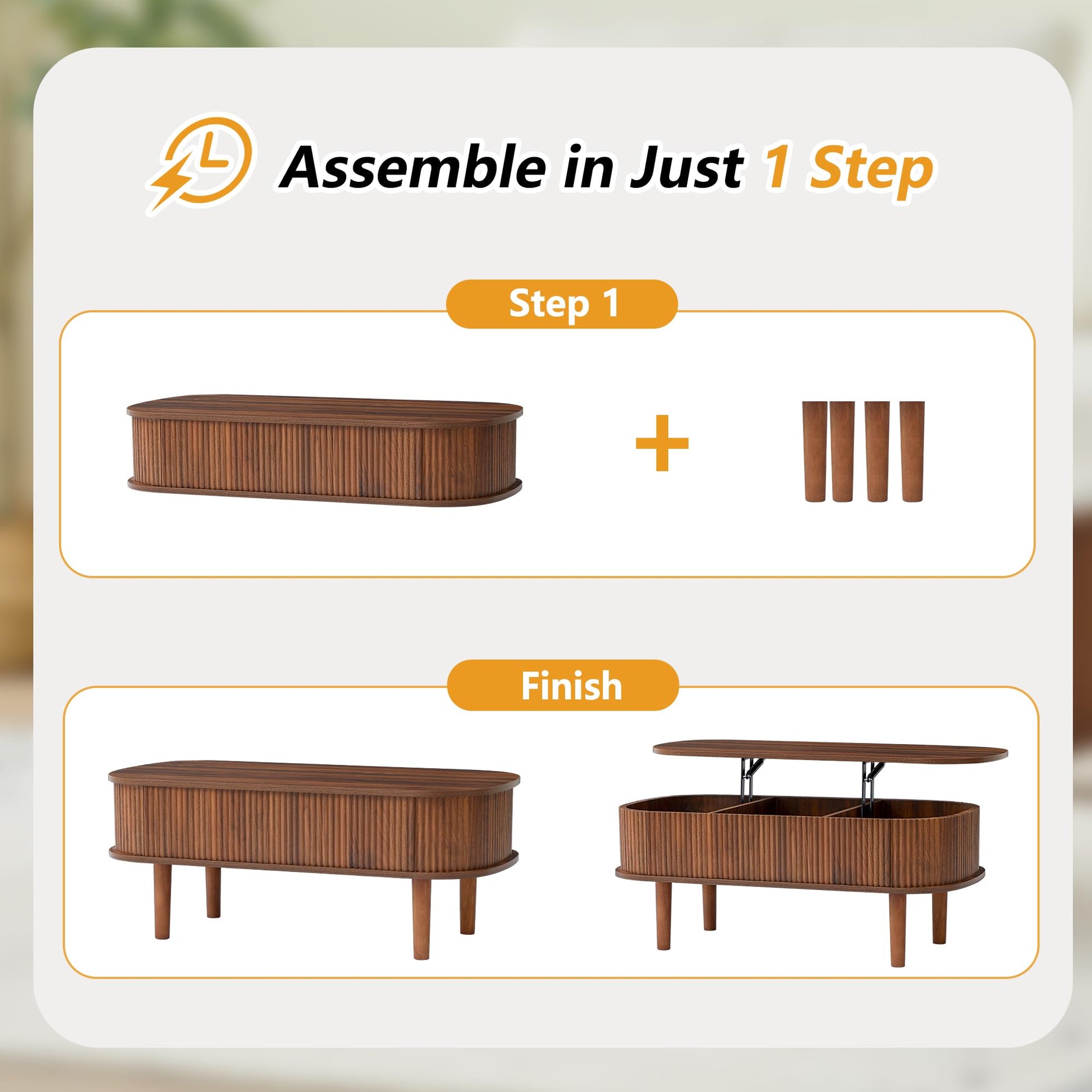 Lift Top Coffee Table with Hidden Compartment For Home Living Room Office