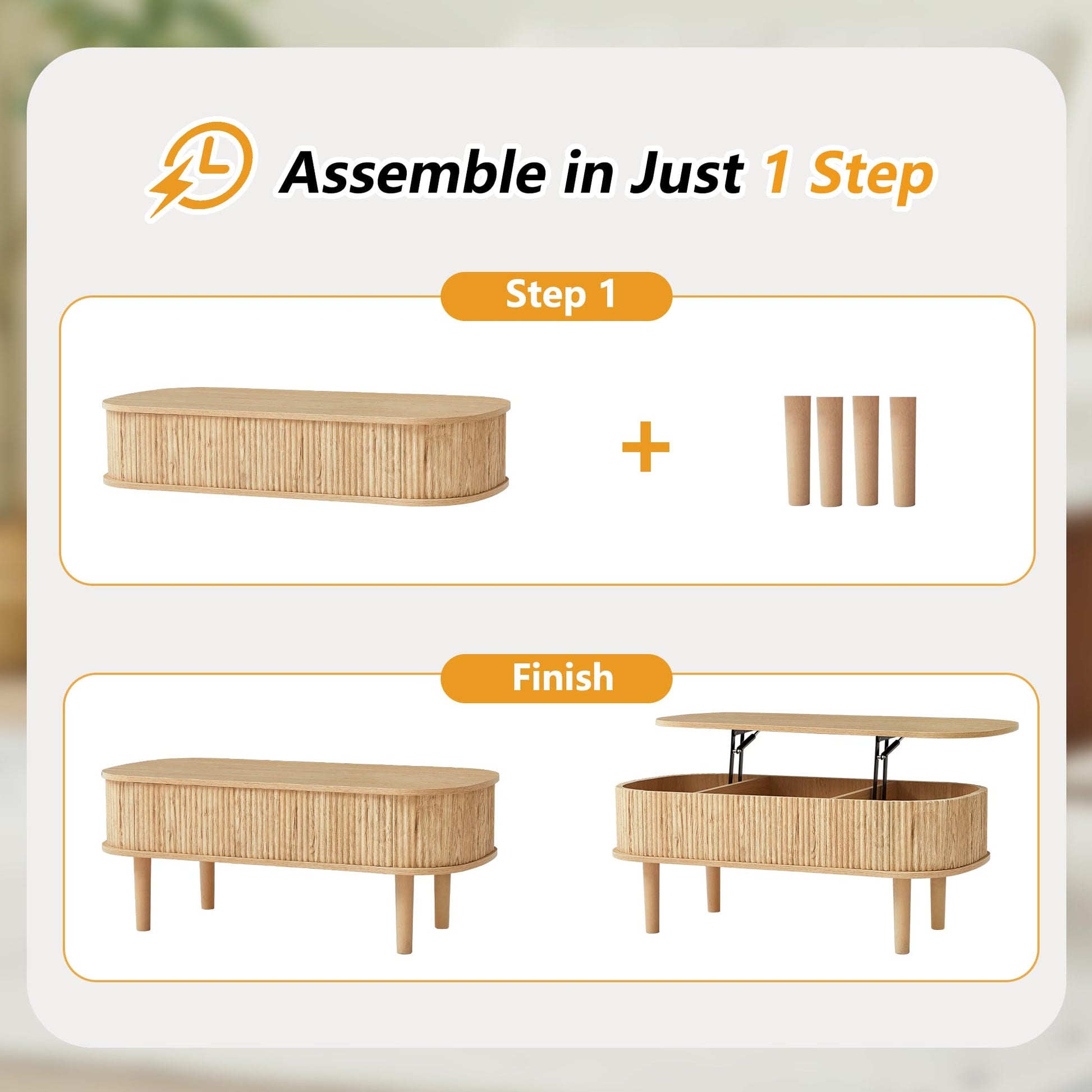 Lift Top Coffee Table with Hidden Compartment For Home Living Room Office
